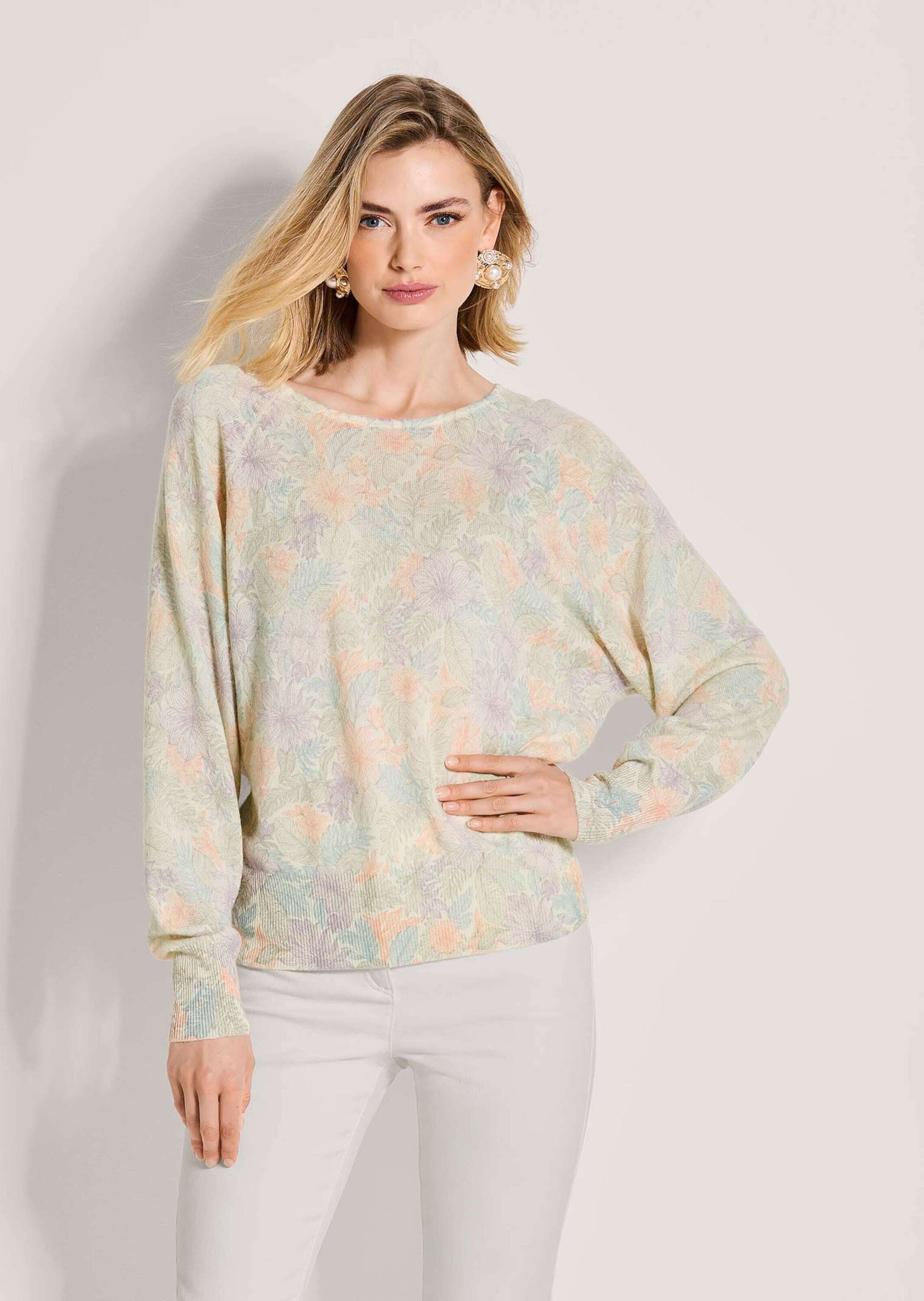 Thumbnail - MADELEINE Longpullover "Kaschmirpullover Druckpullover mit zartem Blütenmuster"