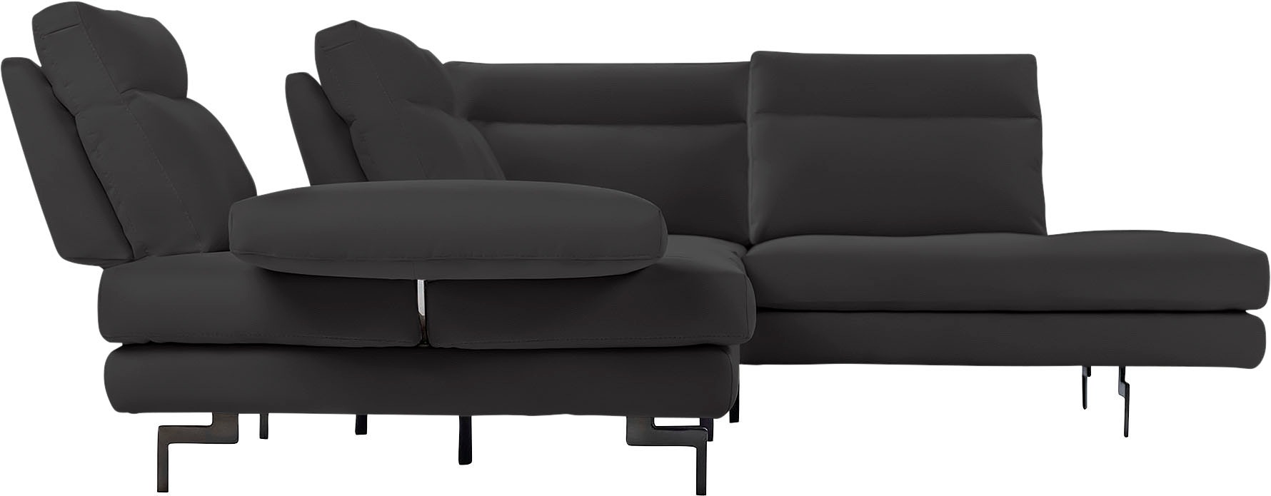 CALIA ITALIA Ecksofa »Toby Wing, L-Form, Designsofa mit sensationellem Sitzkomfort«, Sitztiefenverstellung, funktionale Ecke, Füße in schwarz matt