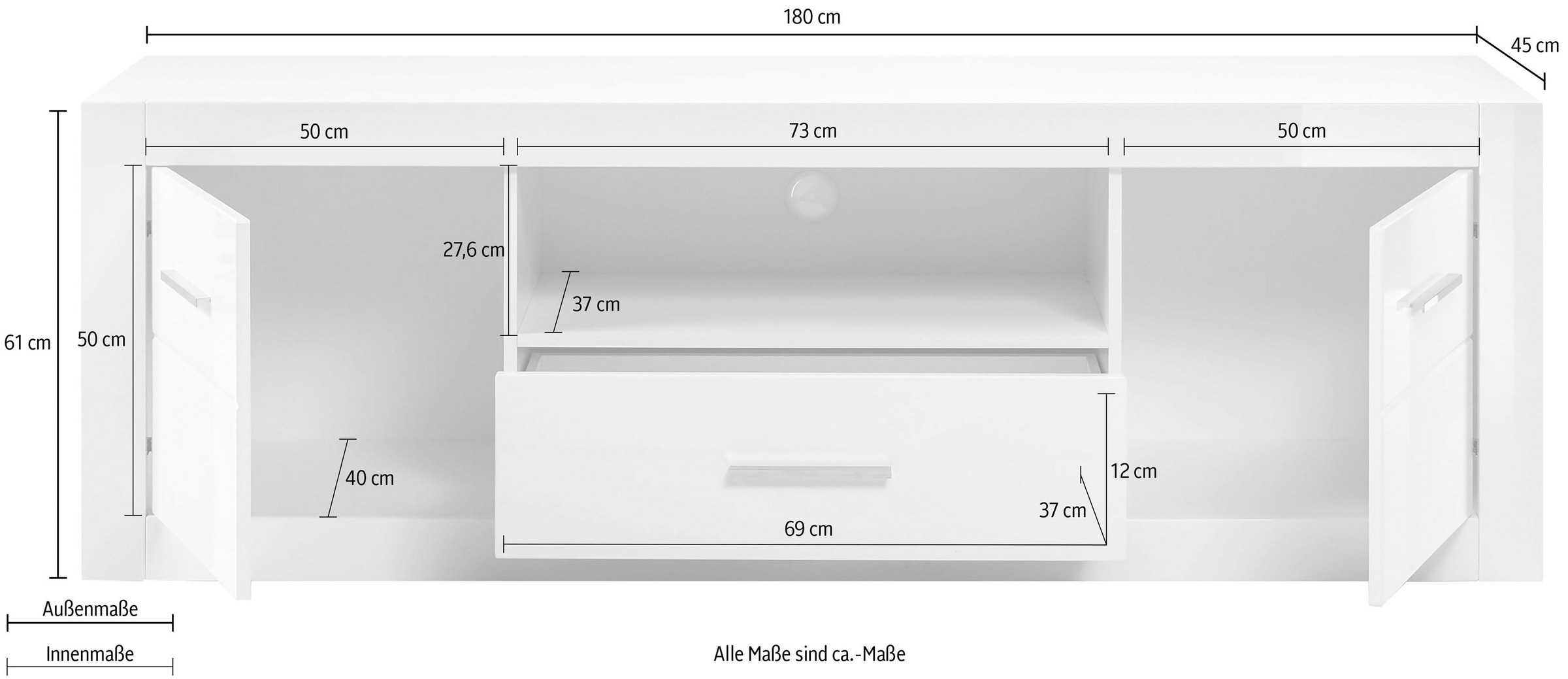 INOSIGN Lowboard »BIANCO«, Breite 180 cm