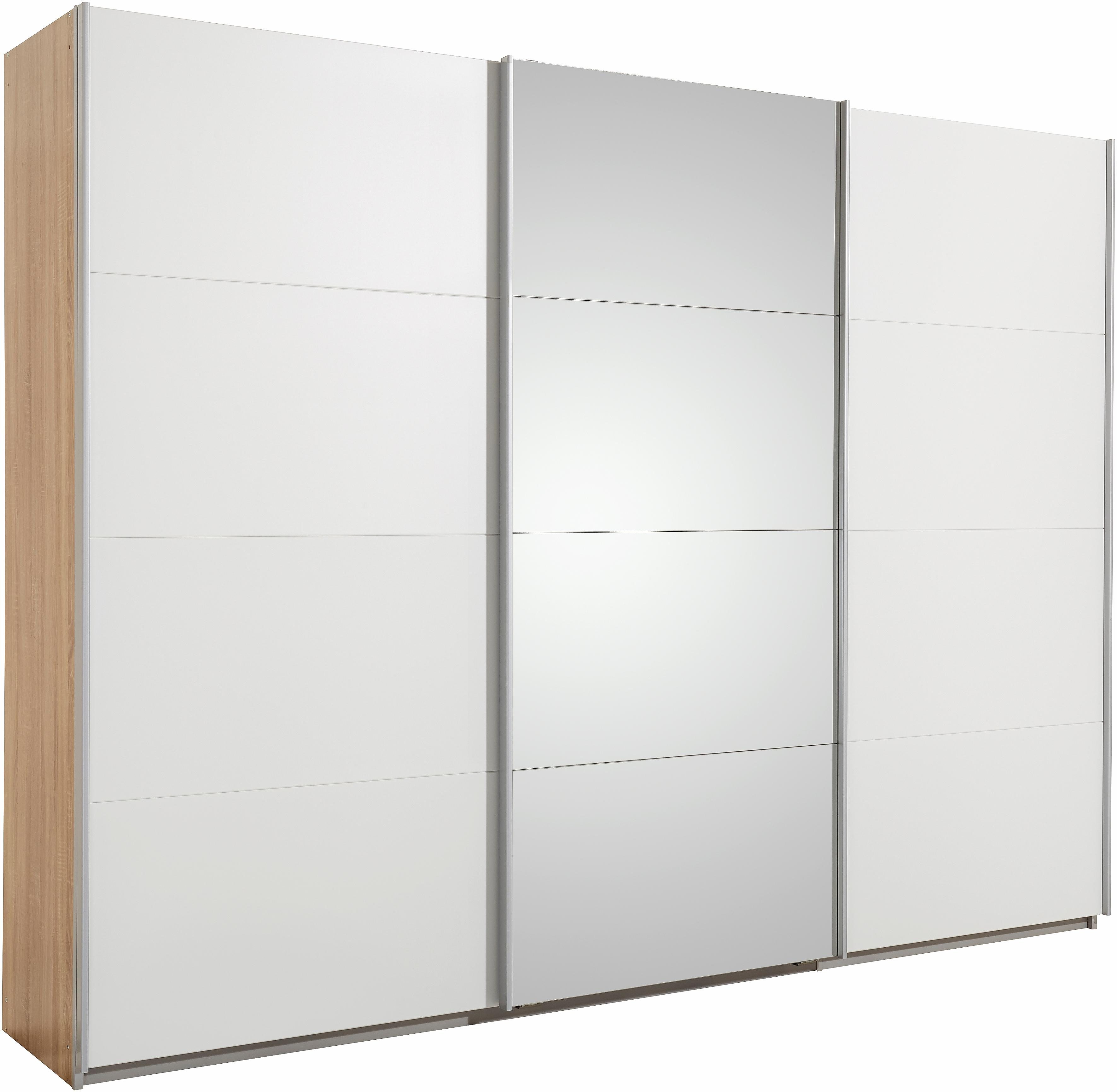 rauch Schwebetürenschrank "Kleiderschrank Schrank Garderobe Ankleide Schlafzimmerschrank GANDRA" Breiten: 136/181/226/271 cm, Höhe 210 cm, voll aufgelegte Spiegelelemente, Metall-Griffleisten MADE IN GERMANY