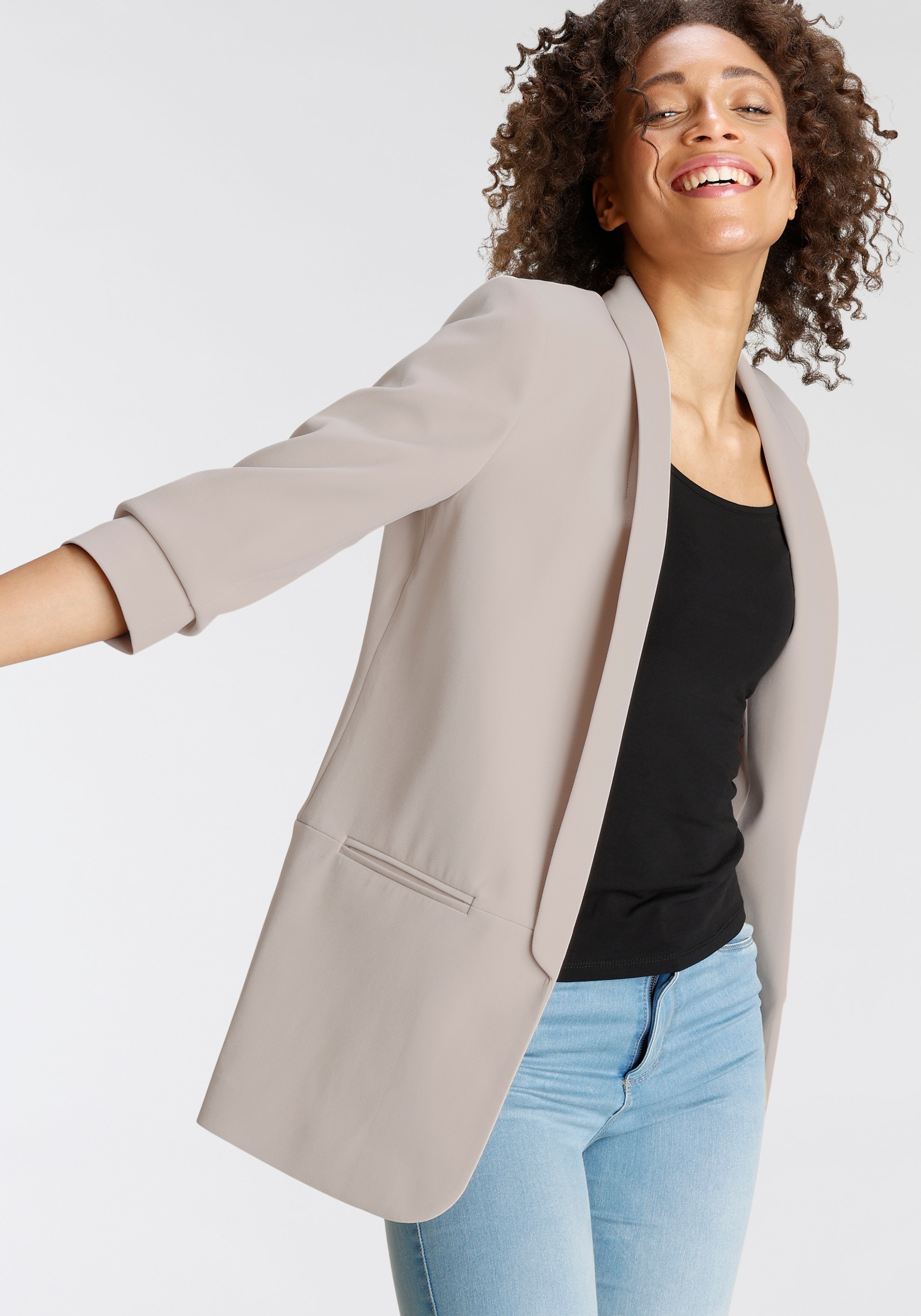 ONLY Kurzblazer "ONLELLA – Femininer Blazer mit 3/4-Ärmeln und Raffung", re günstig online kaufen