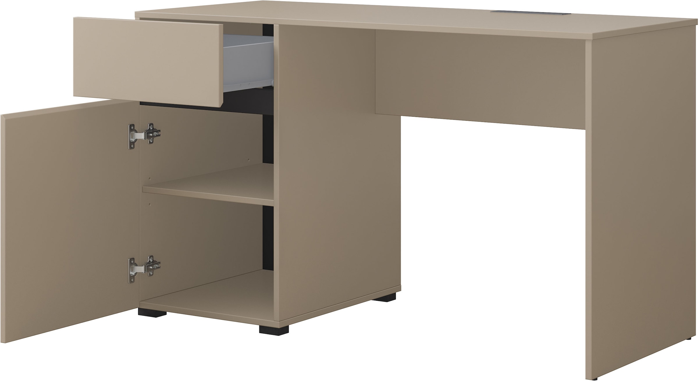 OTTO home Schreibtisch »Cross, Breite 130 cm, praktischer Computertisch« Bürotisch mit 1 Schublade und Tür, Tischplatte mit Kabeldurchführung