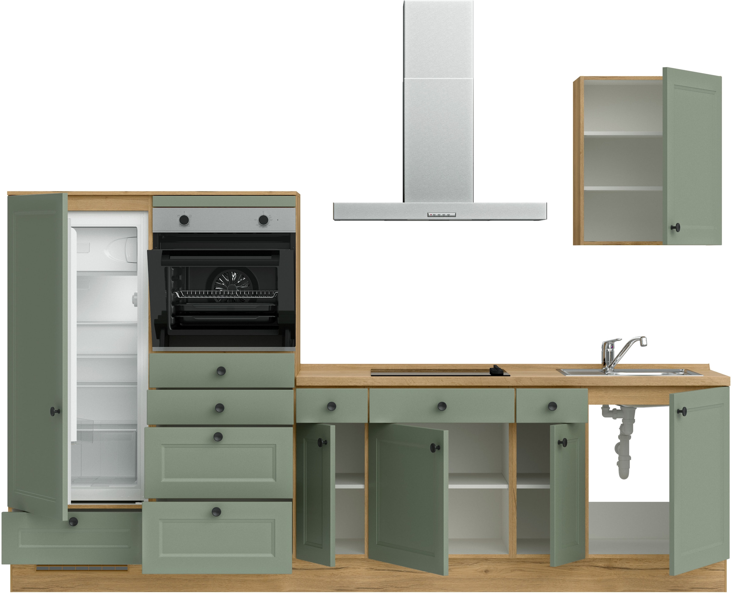 nobilia® Küchenzeile »"Cascada I"«, vormontiert, Ausrichtung wählbar, Breite 300 cm, wahlw. mit E-Geräten