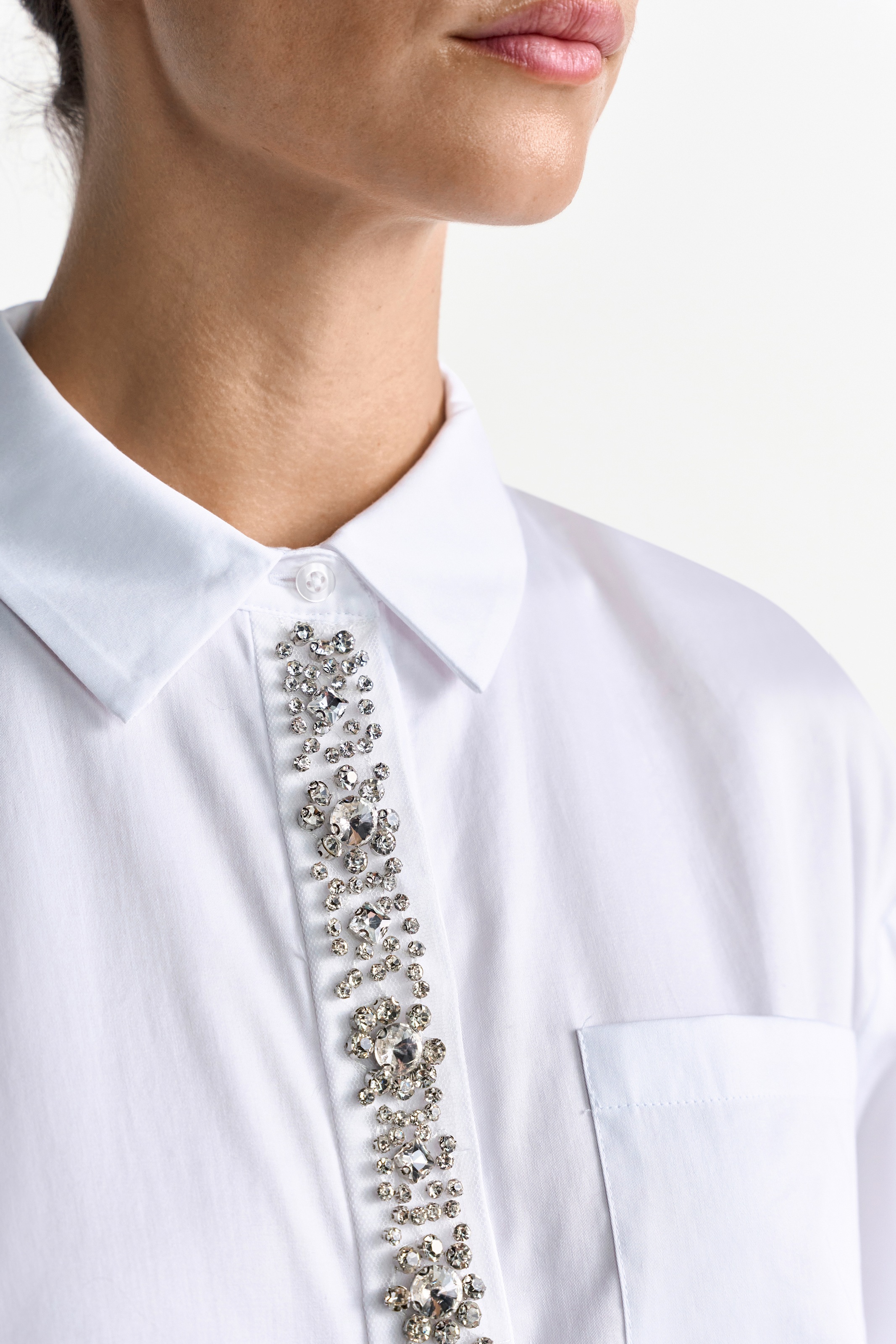 Thumbnail - RICHROYAL Langarmbluse mit Strassknopfleiste, oversized