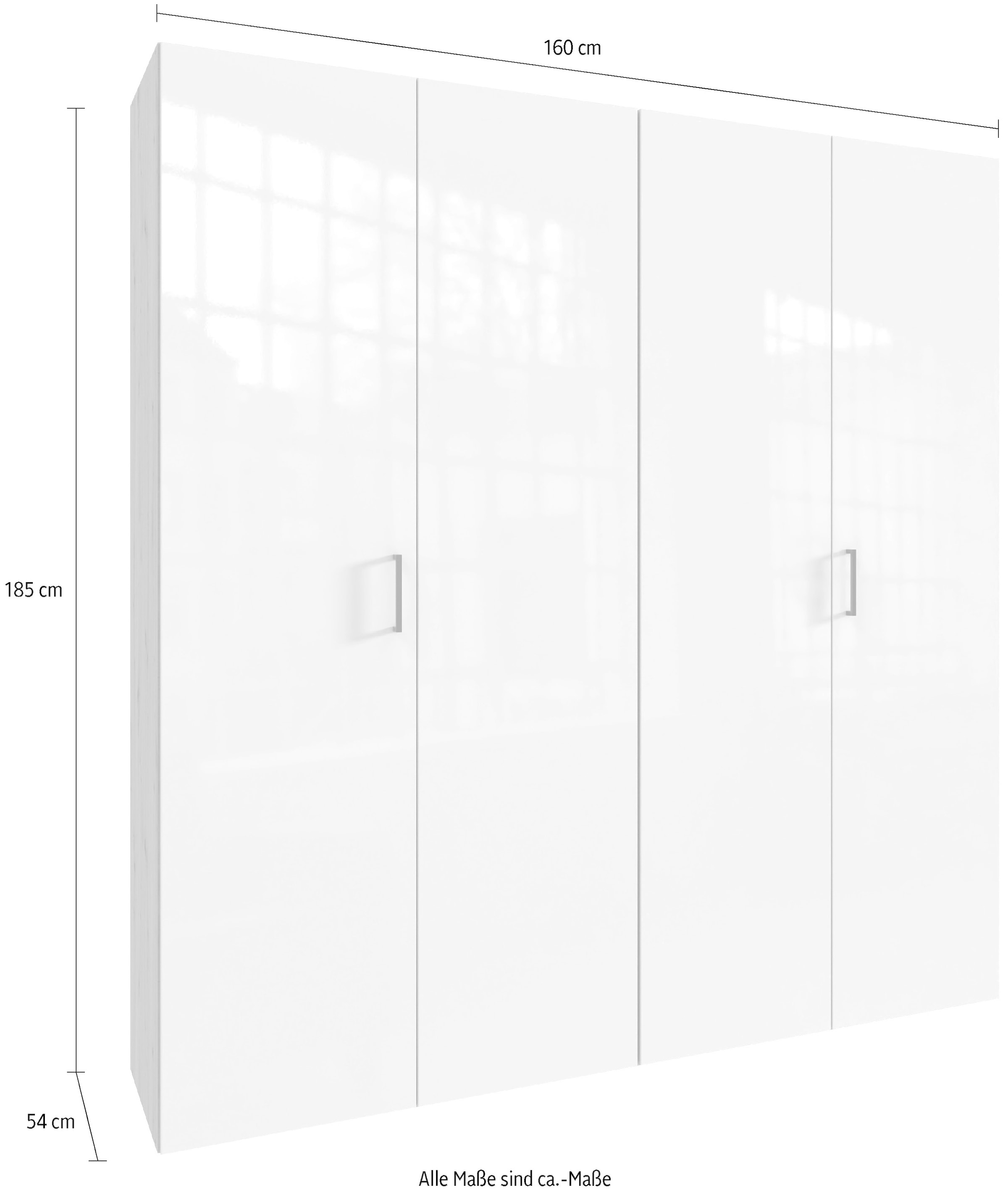 Wimex Kleiderschrank »Mugano, in 5 Breiten und 2 Höhen, Made in Germany«, (in Basic oder Premium Ausstattung mit 2 weiteren Einlegeböden), mit langen Griffstangen aus Metall, wahlweise mit oder ohne Spiegel