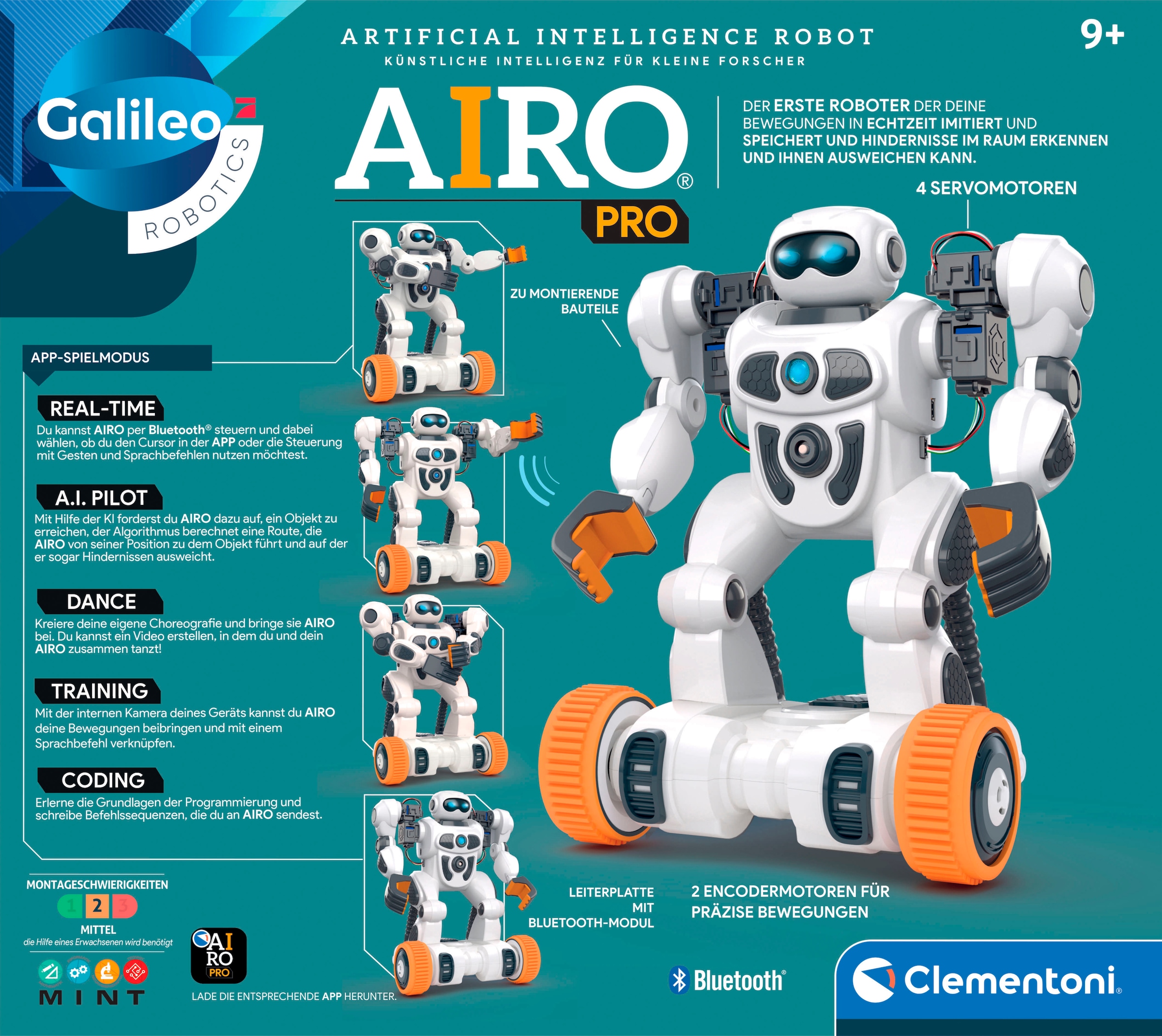 Clementoni® Roboter »Galileo Robotics, AIRO - Artificial Intelligence Roboter 2.0« mit künstlicher Intelligenz