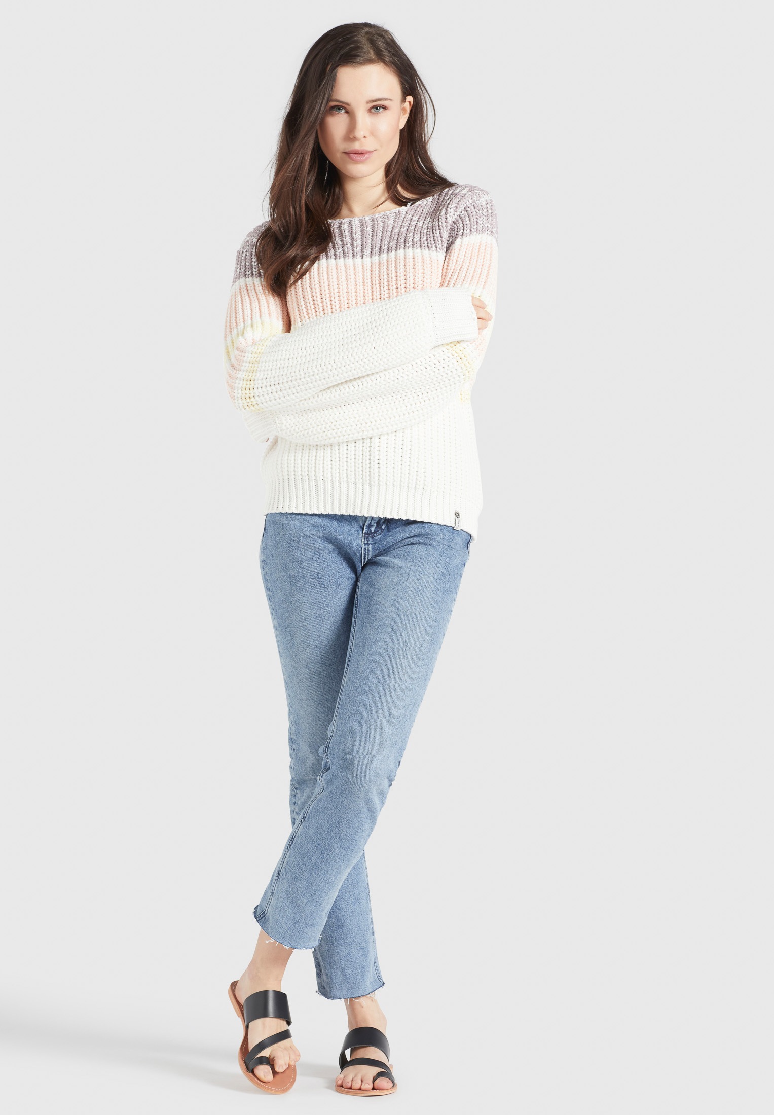 khujo Strickpullover »HINATA«, aus Grobstrick mit Color Blocking