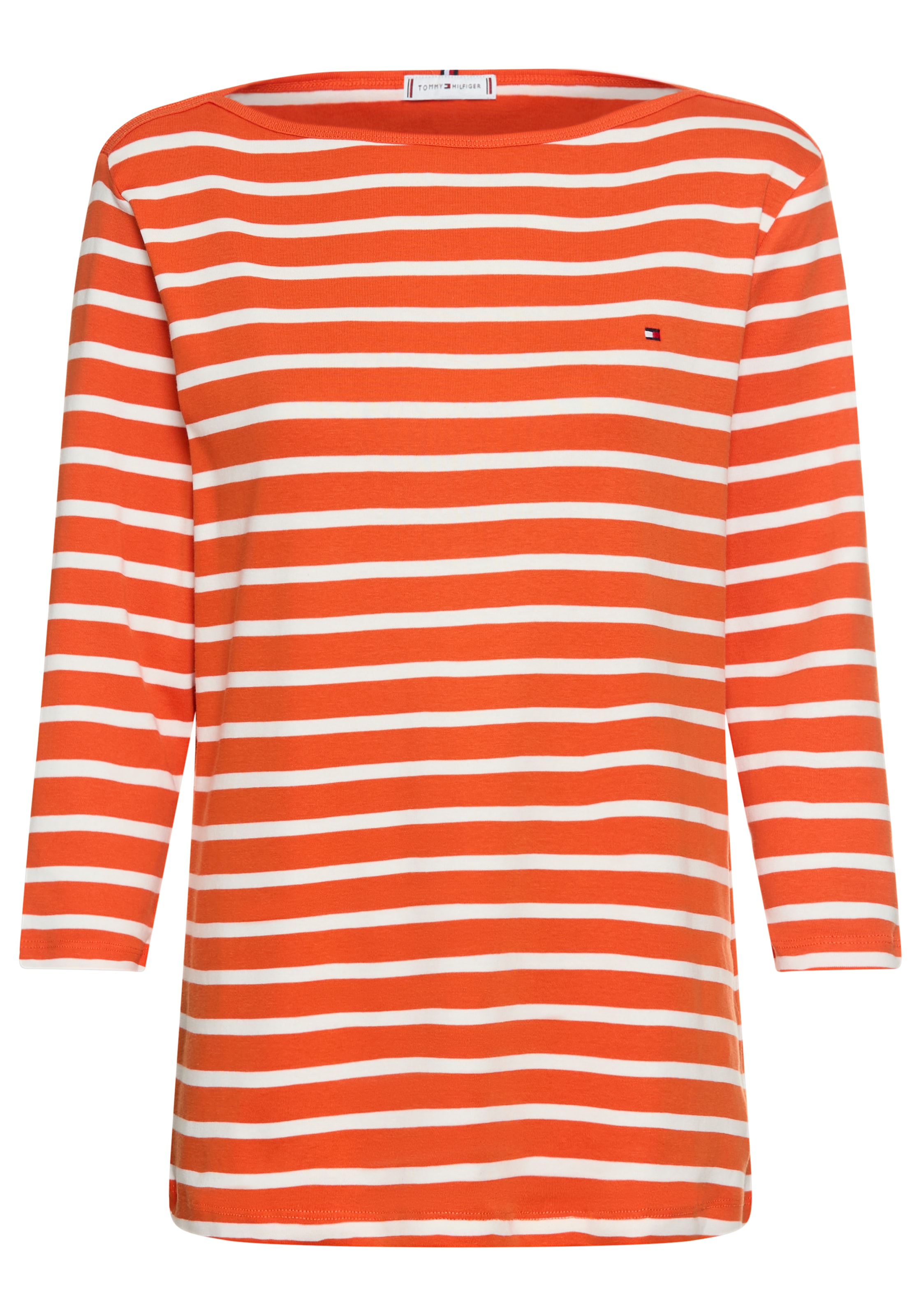 Tommy Hilfiger Curve T-Shirt »CRV SLIM CODY BOAT-NK 3/4SLV«, in Großen Größen, 3/4 Ärmel, Logostickerei