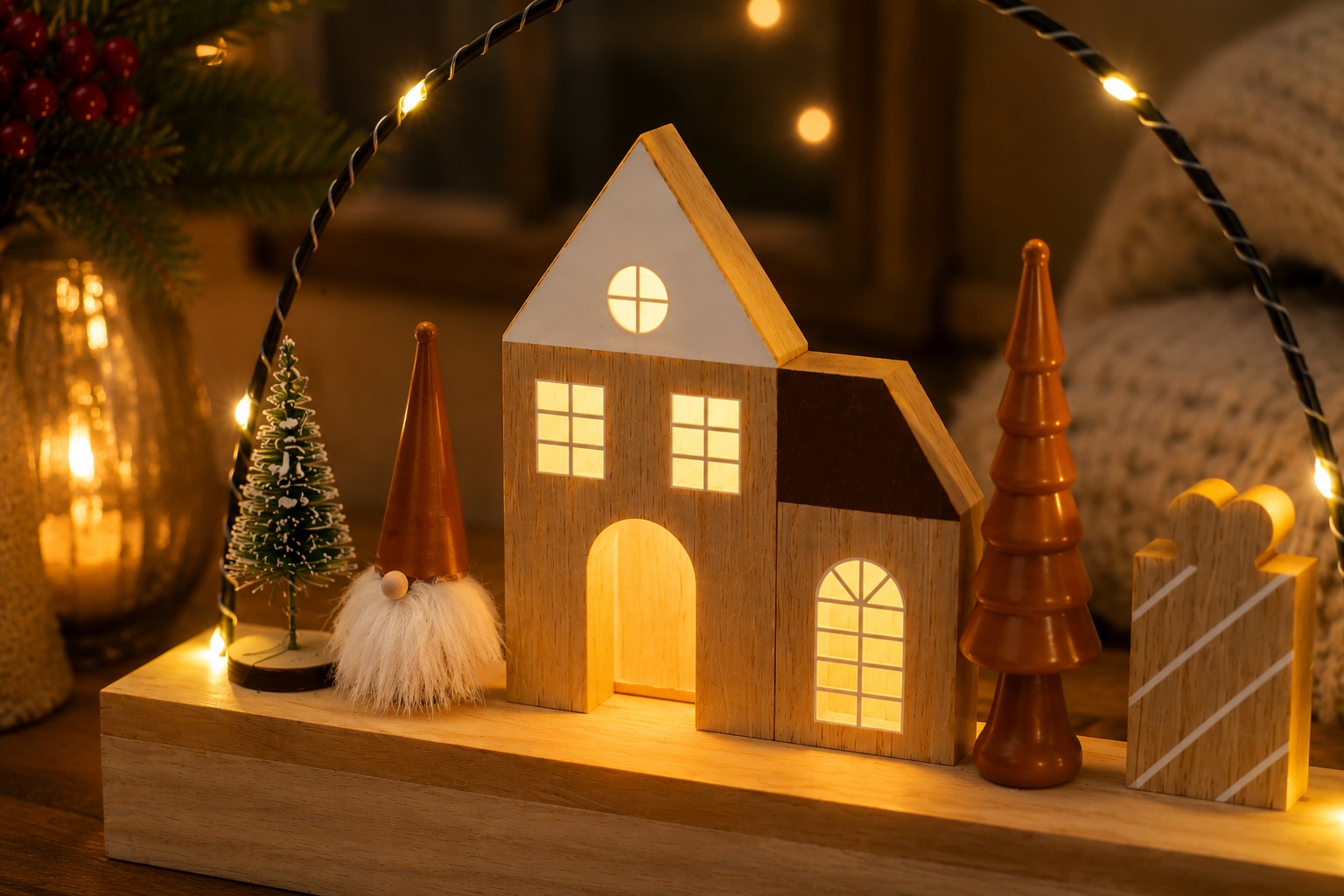 OTTO home LED Dekoobjekt »Holzdekoration Weihnachten, 1 Stück« 1 Stk. Warmweiß Gratis-Hänger, 6h-Timer, 20 cm Hoch