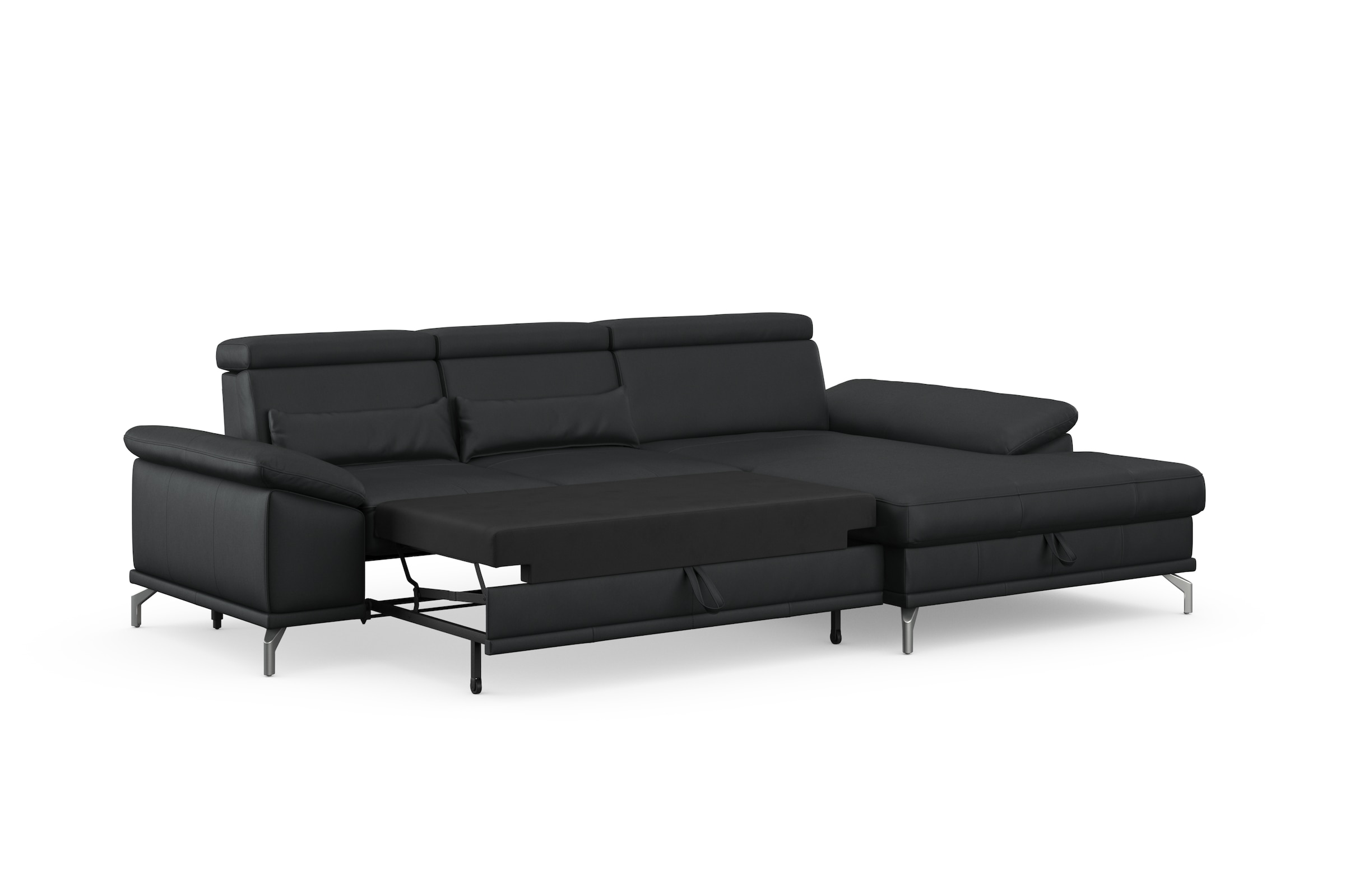 sit&more Ecksofa »Cabrio L-Form, mit Sitztiefenverstellung, Arm- und Kopfteilverstellung«, 2 Nierenkissen, Federkern, optional Bettfunktion und Stauraum