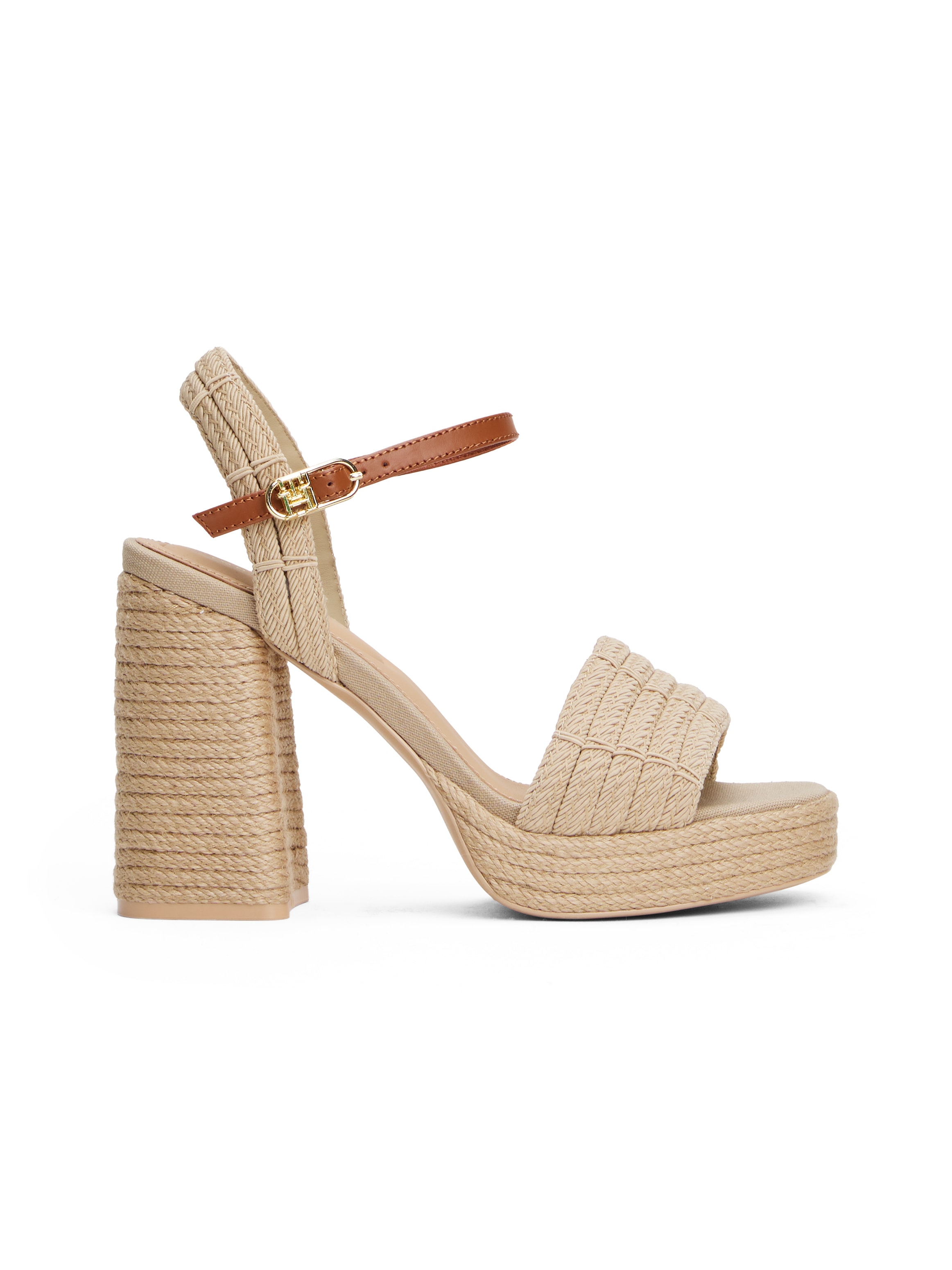 Tommy Hilfiger High-Heel-Sandalette »ROPE HEEL PLATFORM SANDAL«, Blockabsatz, Plateau, Sommerschuh mit verstellbarer Schnalle