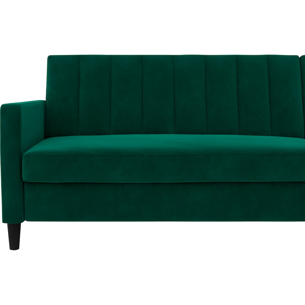 Dorel Home Ecksofa mit Schlafffunktion, Recamiere mit Stauraum beidseitig montierbar, Rückenlehne 2-teilig und 3-fach verstellbar