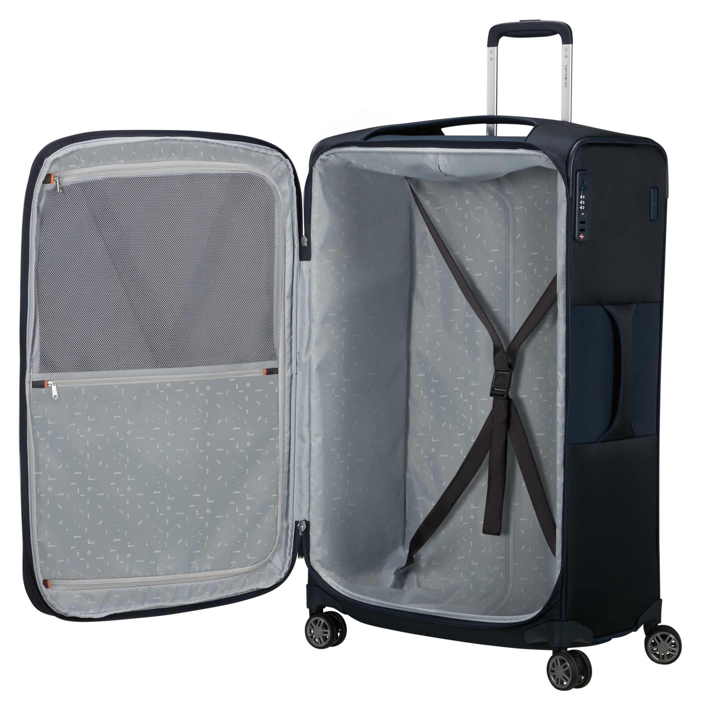 Samsonite Weichgepäck-Trolley »RE-LITE, verschiedene Größen und Farben«, (Set, 2 St., mit 2 Packwürfeln), 4 Rollen, Reisekoffer TSA-Schloss Stickerbogen Volumenerweiterung Laptopfach