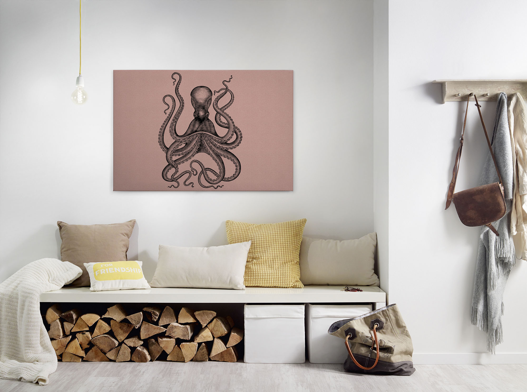 A.S. Création Leinwandbild "jules" Kunst Tiere 1 Stk. tlg. Keilrahmen Bild Octopus Krake Leinwand-Bild Wohnzimmer modern Wandbild