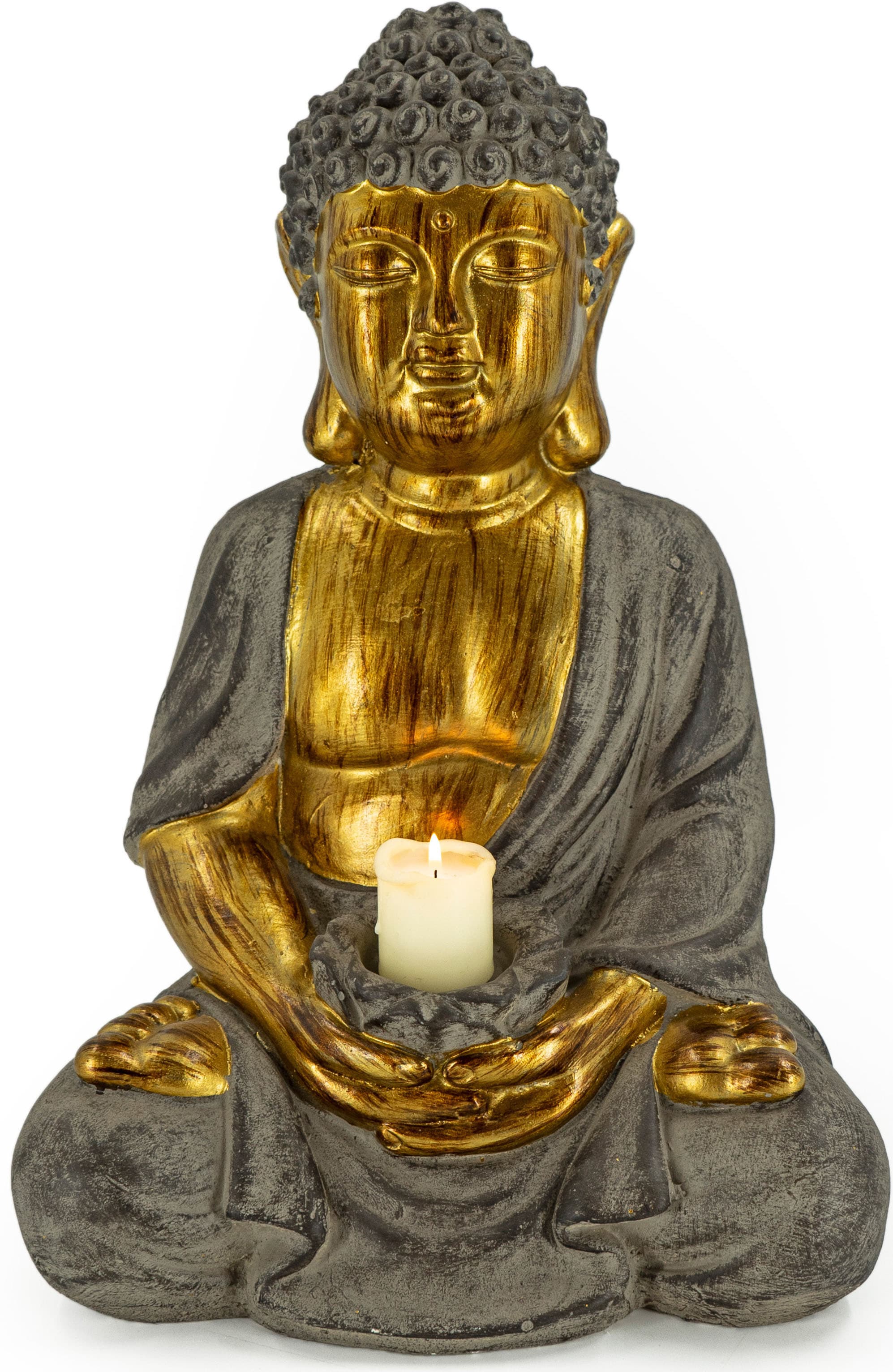 NOOR LIVING Kerzenhalter cm kaufen 45 BAUR sitzend, Höhe Magnesia, | ca. aus (1 »Buddha«, St.)