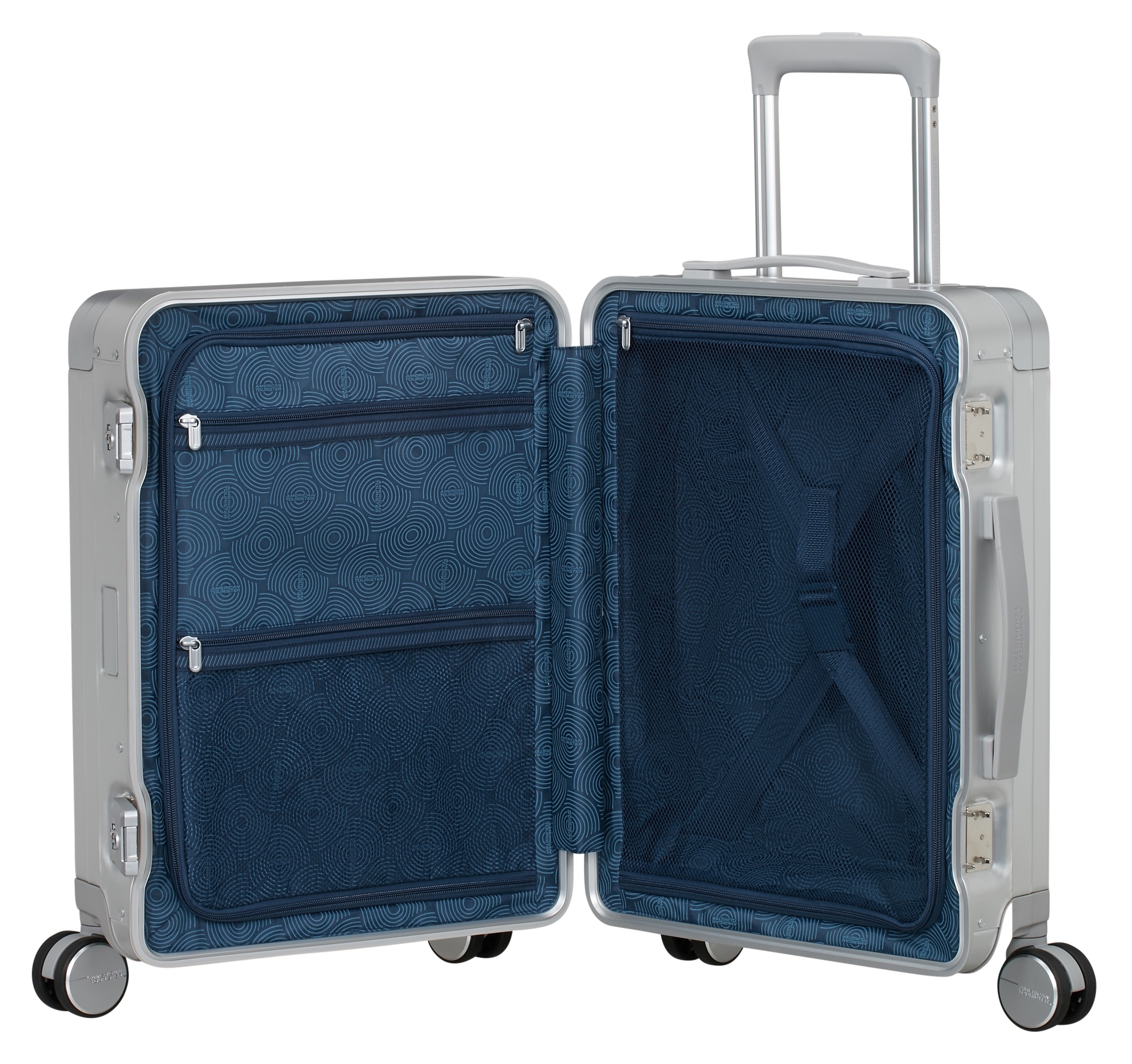 American Tourister® Hartschalen-Trolley »SOUNDBOX ALU, verschiedene Größen und Farben«, 4 Rollen, Hartschalen-Koffer zwei TSA-Schlösser Aluminium-Koffer