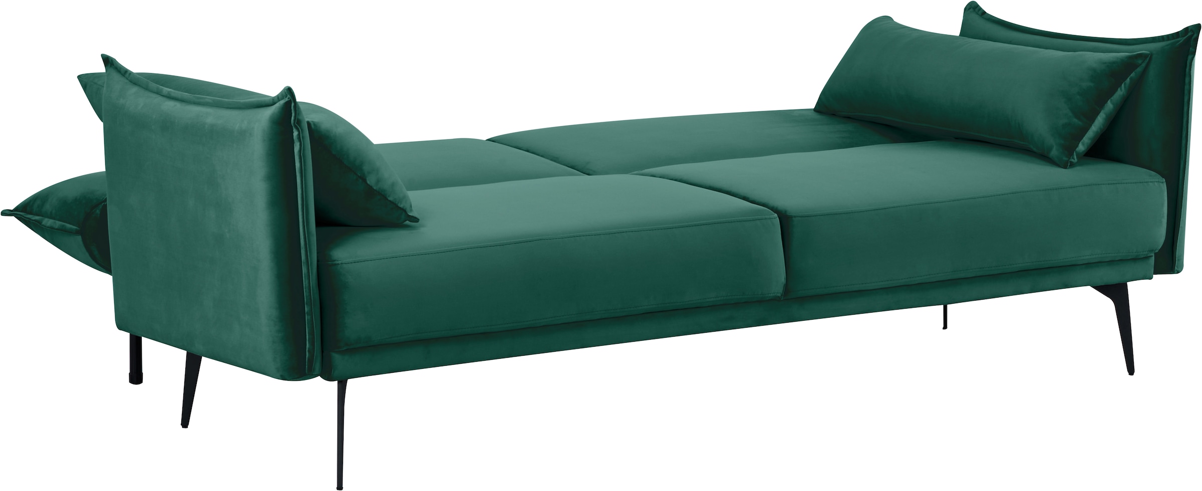 INOSIGN Schlafsofa »TULARE, 204 cm, klappbarer 3-Sitzer mit verstellbarer Rückenlehne,«, Schlaffunktion, Velvet-Samtvelours u. Webstoff