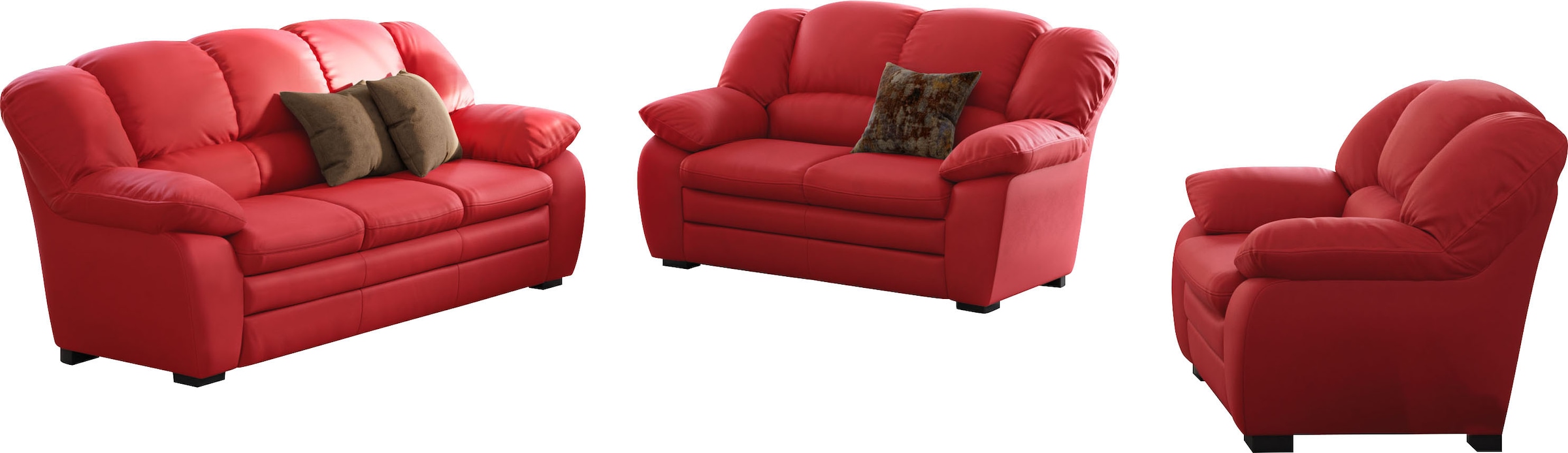 COTTA Polstergarnitur "Casino, 3tlg. Set, Sofa Wohnzimmer Garnitur, Wellenunterfederung" Set, 3 tlg. Sessel, 2-Sitzer, 2,5-Sitzer, hohe Rückenlehne