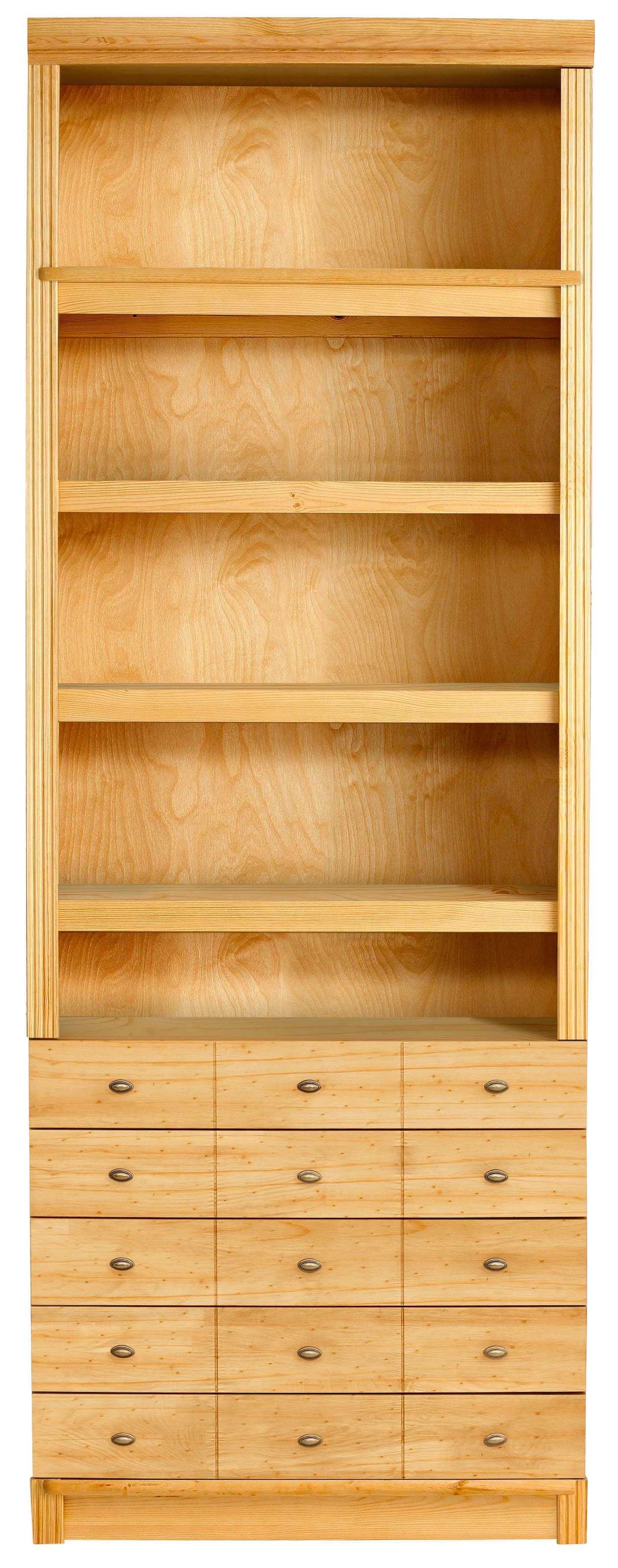 Home affaire Bücherregal »Soeren«, aus massiver Kiefer, in 2 Höhen, Tiefe 29 cm, mit 5 Schubkästen