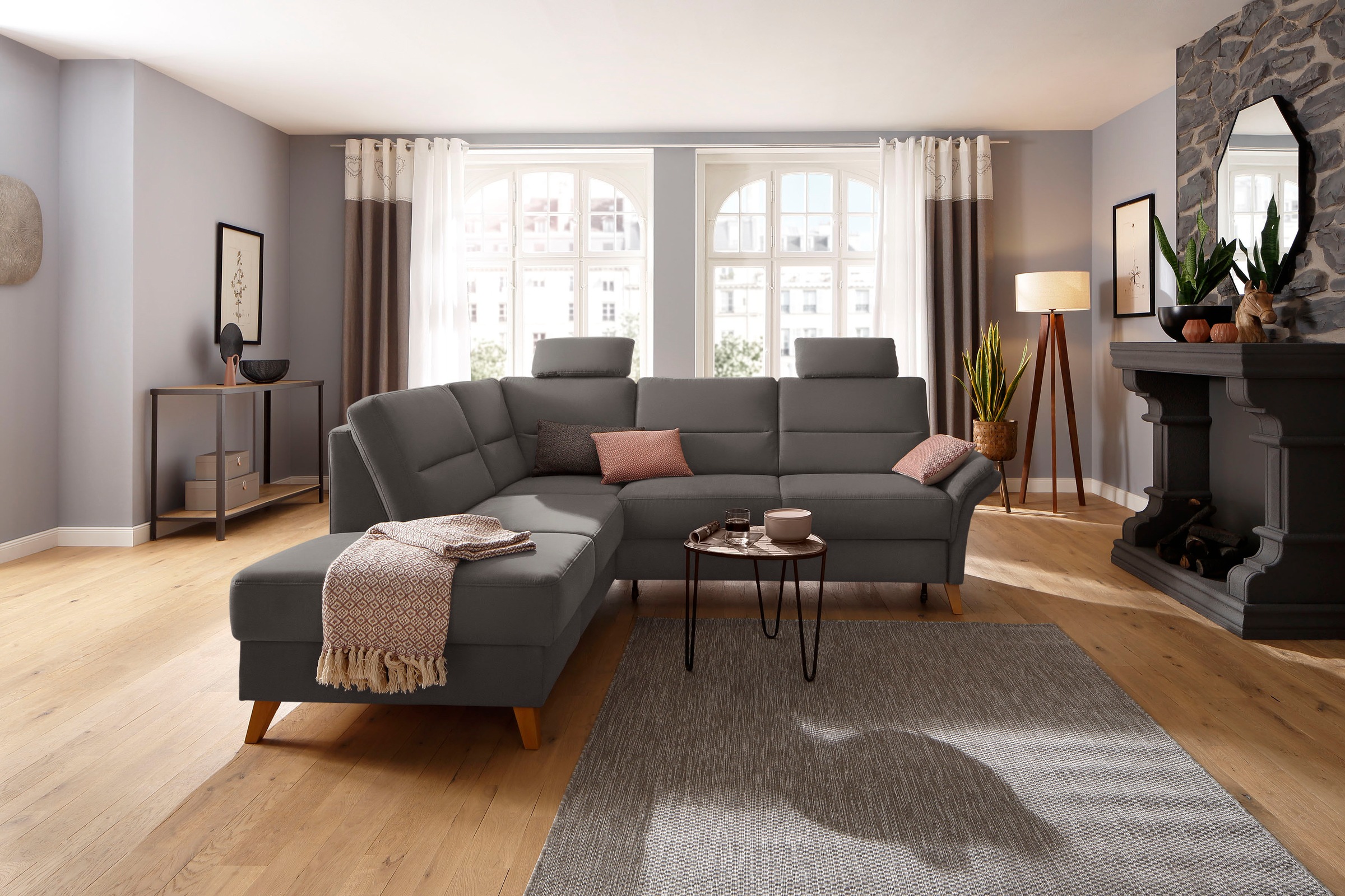 OTTO home Ecksofa "Westerland L-Form" Federkern-Polsterung, wahlweise mit Schlaffunktion, Bettkasten