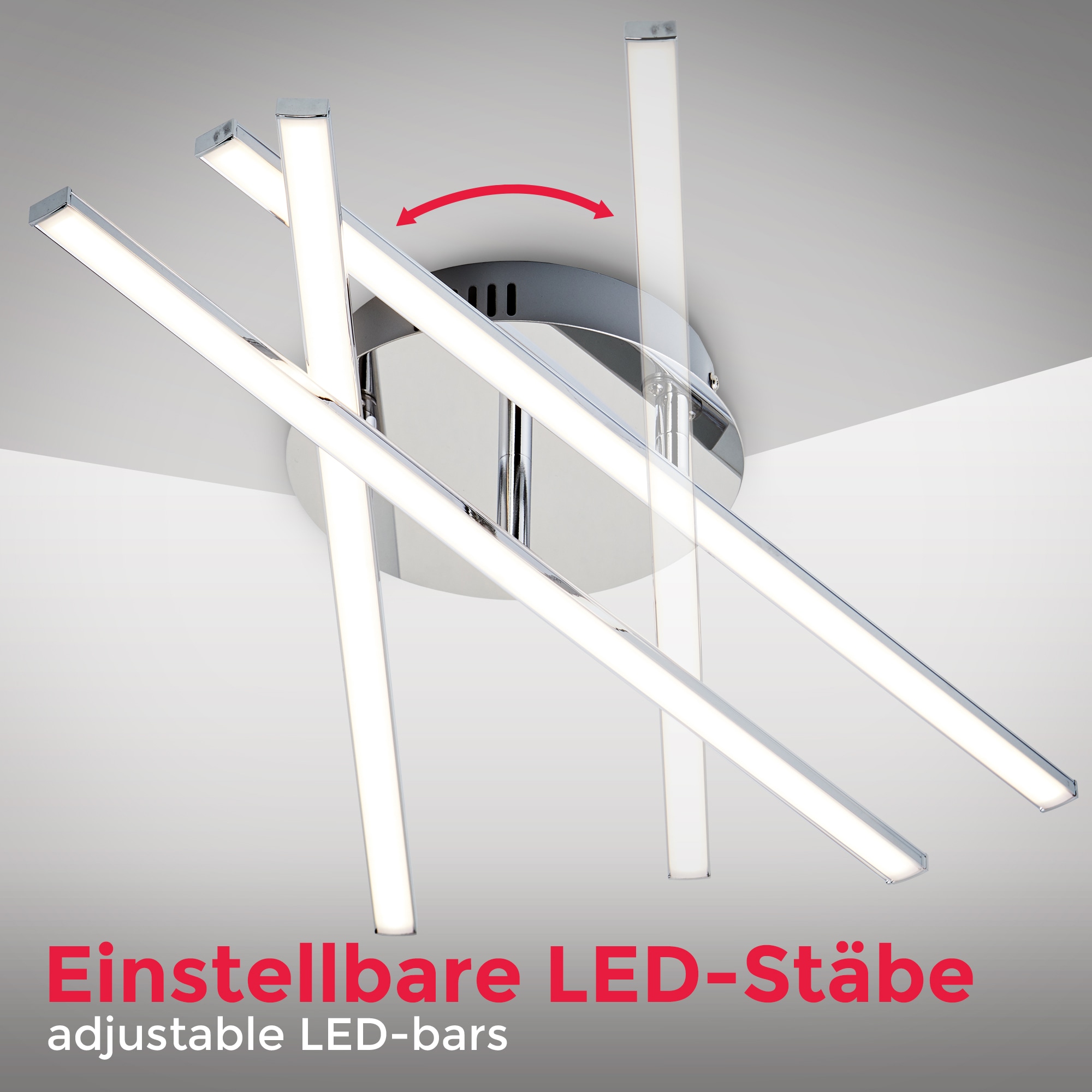B.K.Licht LED Deckenleuchte, 1 flammig, Leuchtmittel LED-Board | LED fest integriert, LED Design Decken-Lampe modern Wohnzimmer chrom inkl. 12,5W 1150lm