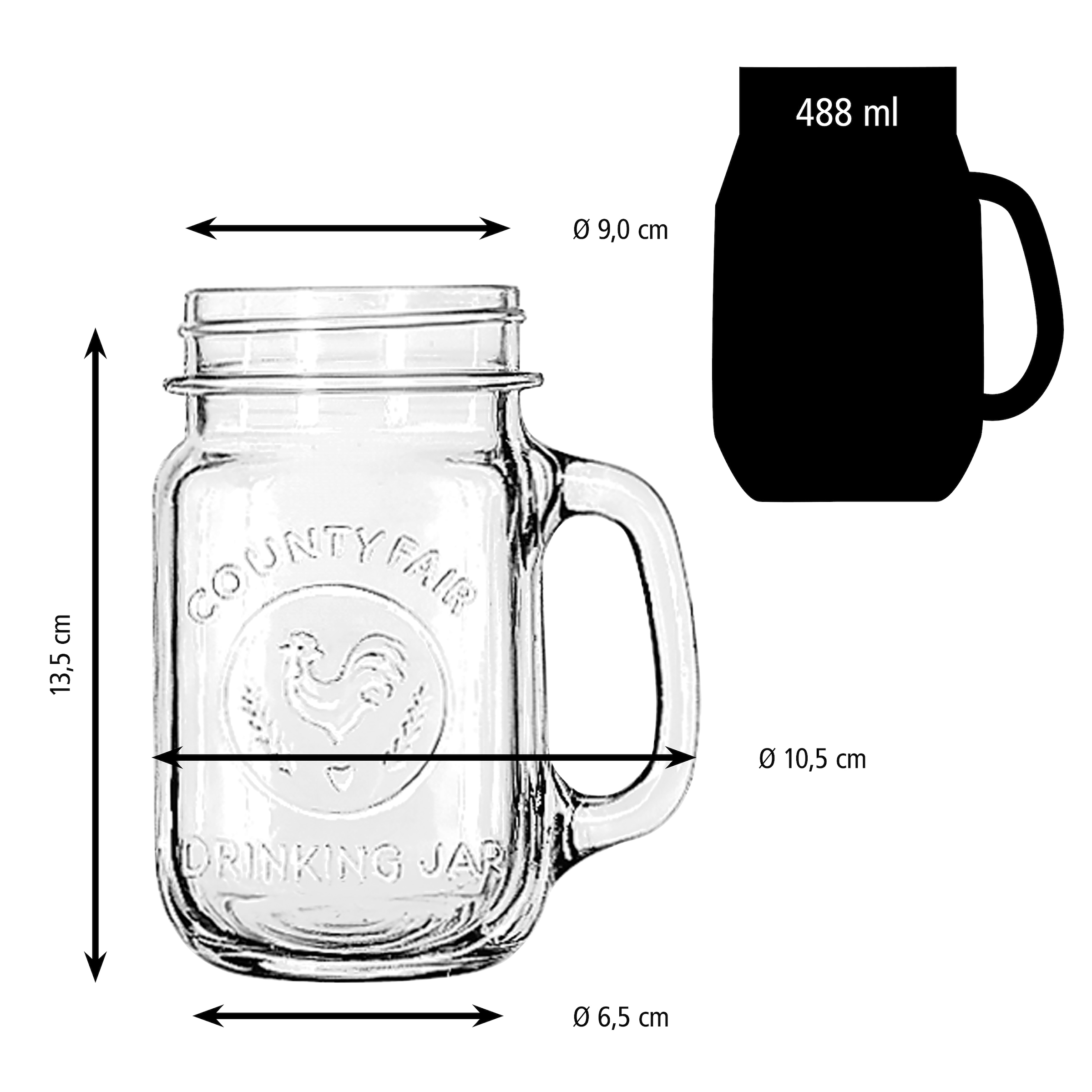LIBBEY Gläser-Set »Libbey Trinkglas, 12er Set -DRINKING JARS- im Landhausstil« 488 ml, hochwertig verarbeitet, im modernen Design