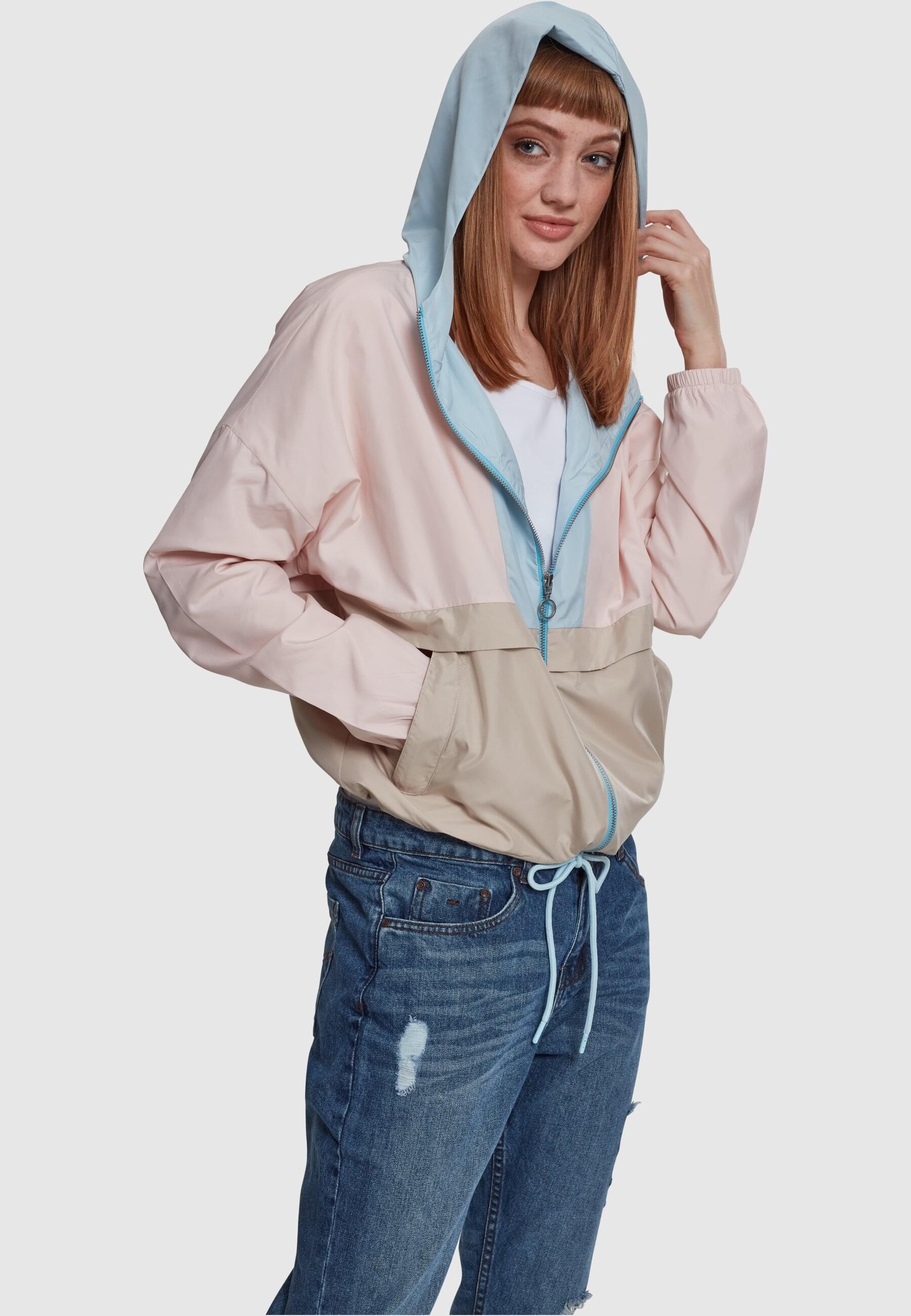 URBAN CLASSICS Anorak »Urban Classics Damen Ladies 3-Tone Oversize Windbreaker«, (1 St.), mit Kapuze