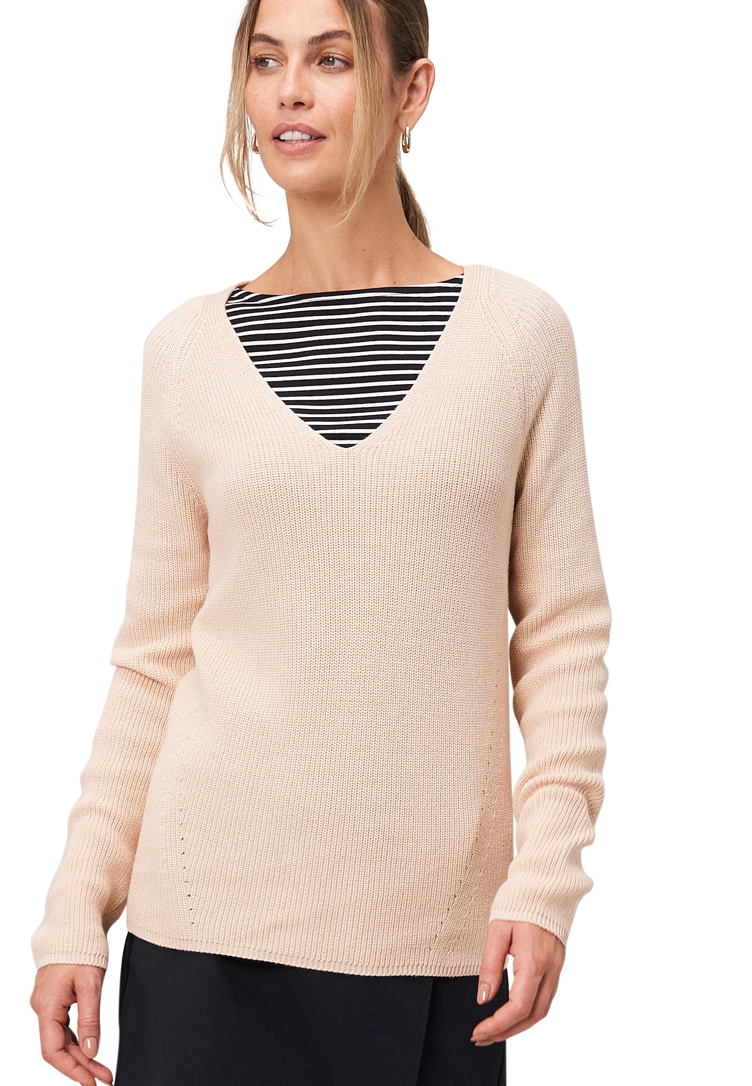 Zero Strickpullover »Damen Strukturpullover mit V-Ausschnitt« 1 Stk. tlg. Plain/ohne Details