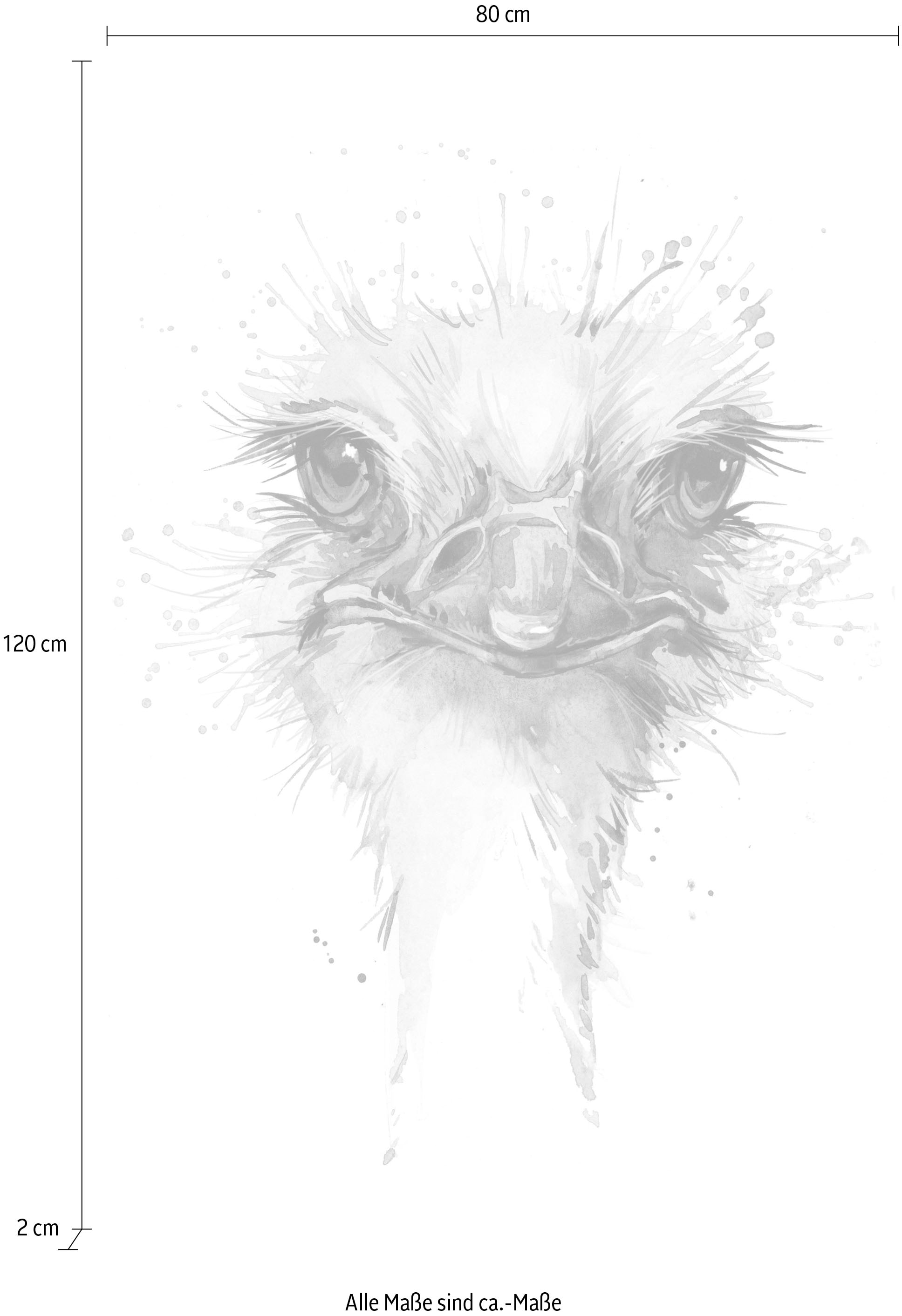 queence Leinwandbild »Vogelstrauss«, Kunst-Vogelbilder-Vögel, Premium-Leinwandstoff, Handarbeit aus Deutschland