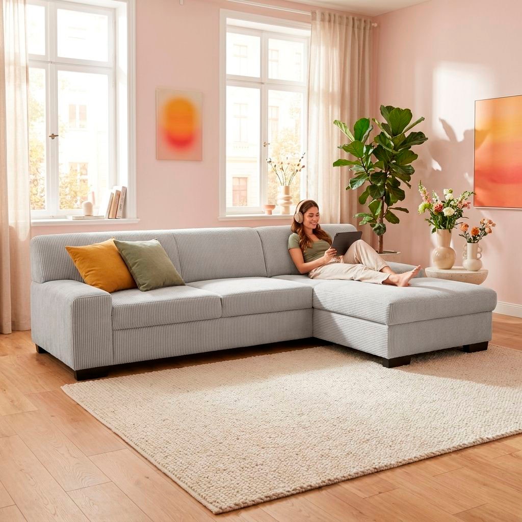 OTTO home "Faxxe 268 x 153 cm, auch mit Schlaffunktion" aus haustierfreundlichem Pet Friendly Cord, L-Form