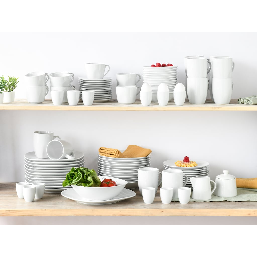 CreaTable Kombiservice »Geschirr-Set Square«, (Set, 100 tlg., Kaffeeservice und Tafelservice im Set, für 12 Personen), Service, weiß, quadratische klassische Form, 100 Teile für 12 Personen