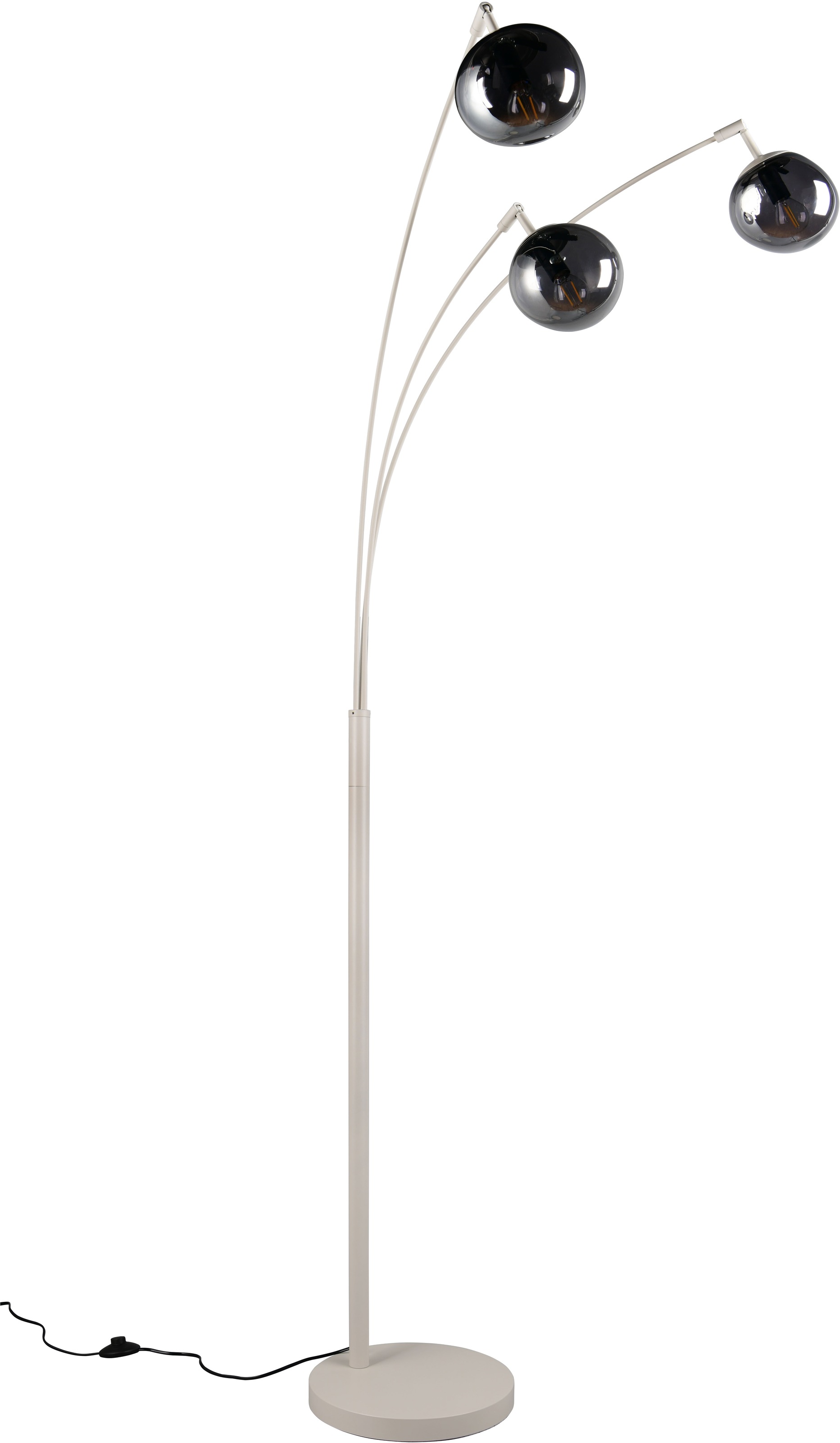 s.Oliver Stehlampe »ANJELLA, Stehleuchte exkl 3x E14 max 10W, in warm grey + smoke Glas«, 3 flammig, Leuchtmittel E14 | Leuchtmittel wechselbar, mit mundgeblasenen Glas Lampenschirmen in rauchgrau, 195 x 65 x 72 cm