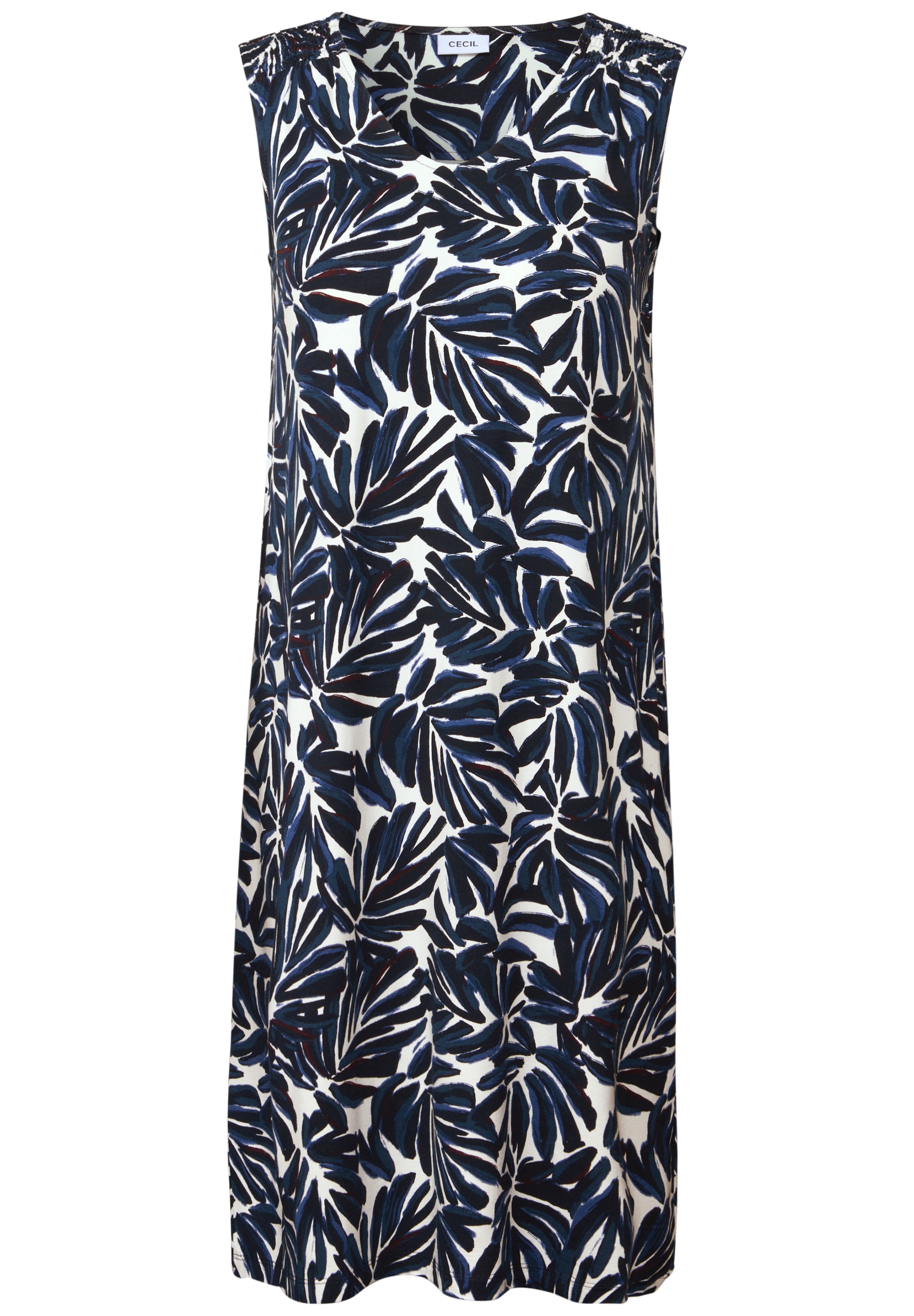 Cecil Jerseykleid, Sommerkleid mit Raffung an den Schultern und grafischem Muster