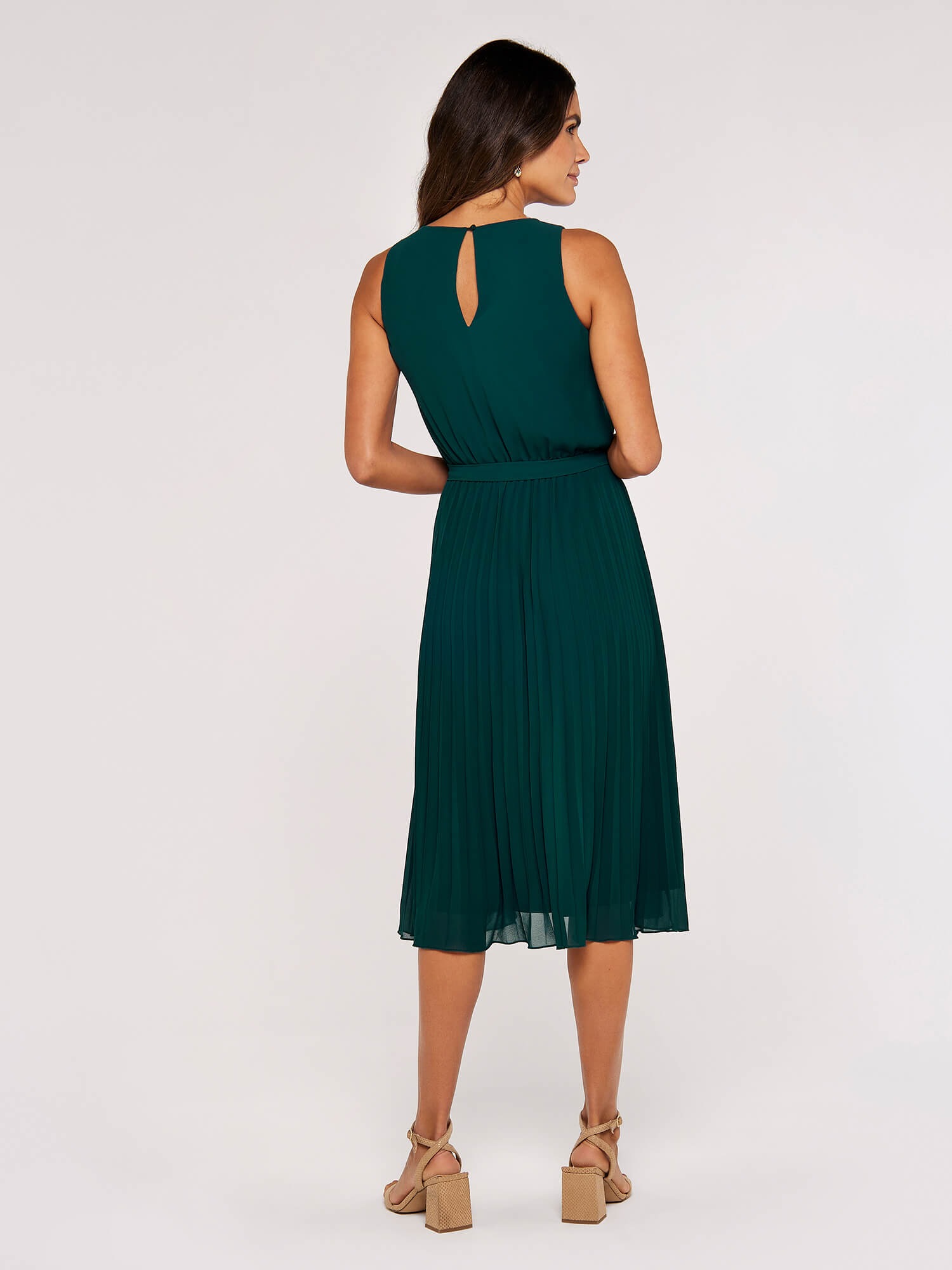 Apricot Plisseekleid »Midikleid« Stoffgürtel,  mit Bindeband