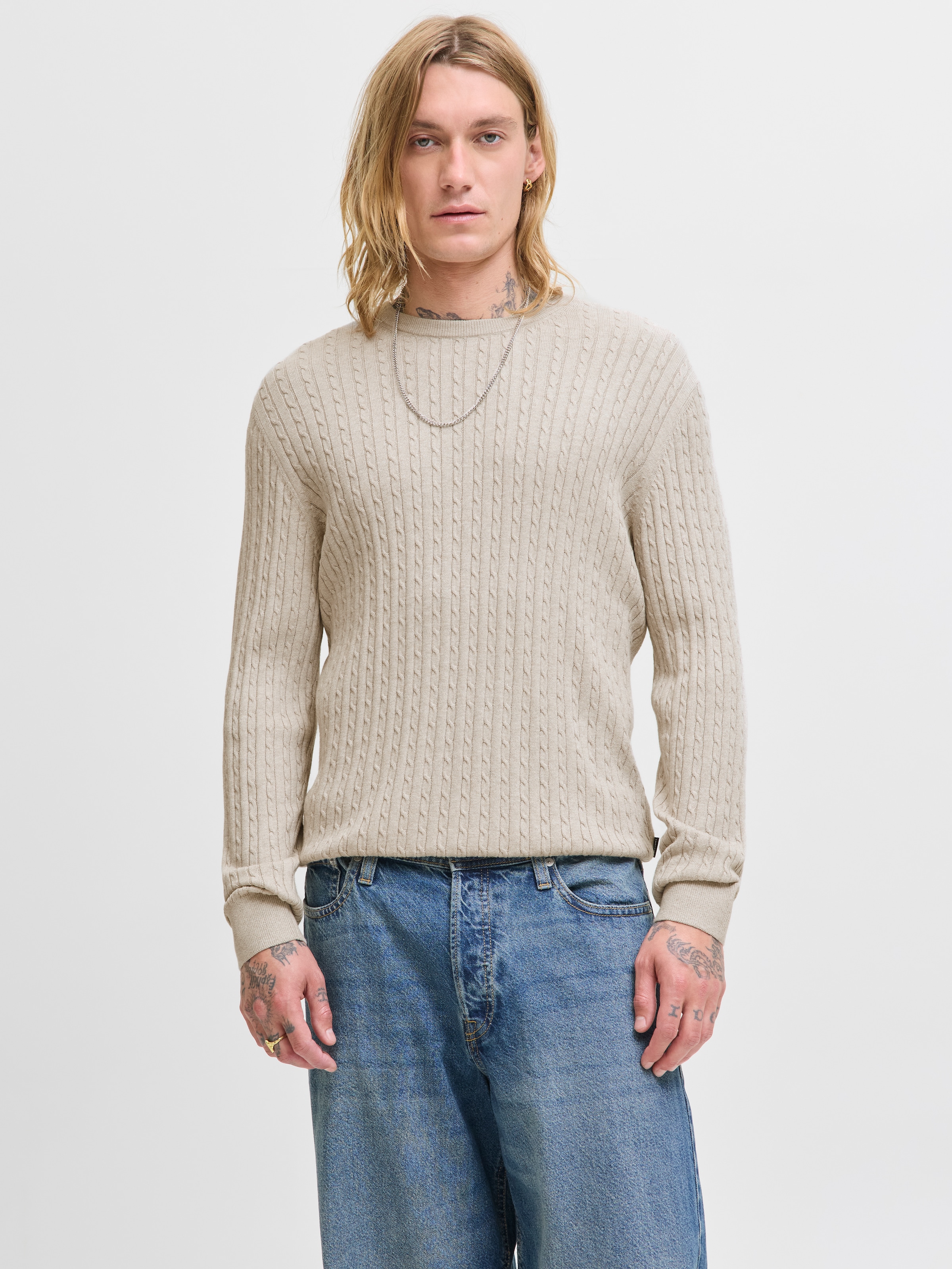 Jack & Jones Strickpullover "JJEEMIL KNIT CABLE CREW NECK NOOS" günstig online kaufen