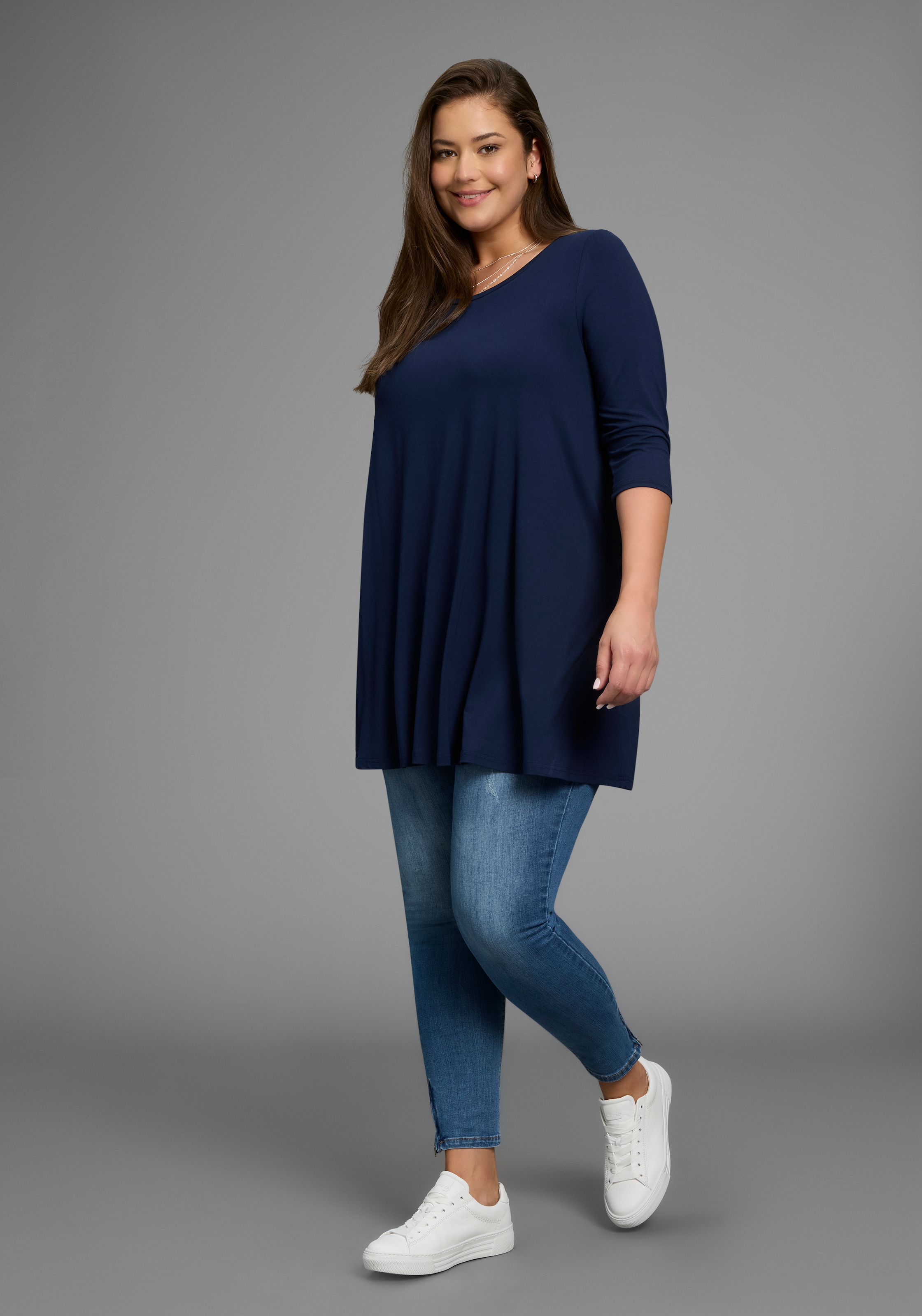 Laura Scott CURVE 3/4-Arm-Shirt, mit 3/4-Ärmeln – GROSSE GRÖSSEN