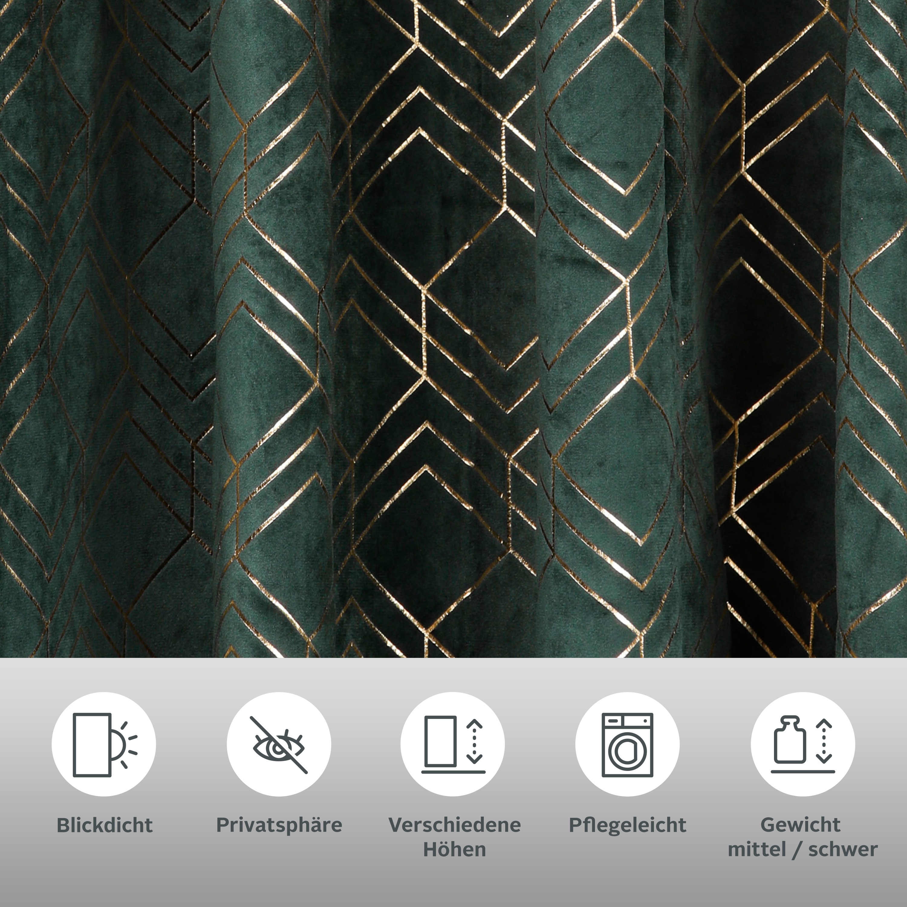 Thumbnail - my home Vorhang "Velvet Foil" Ösen 2 Stk. tlg. Samt