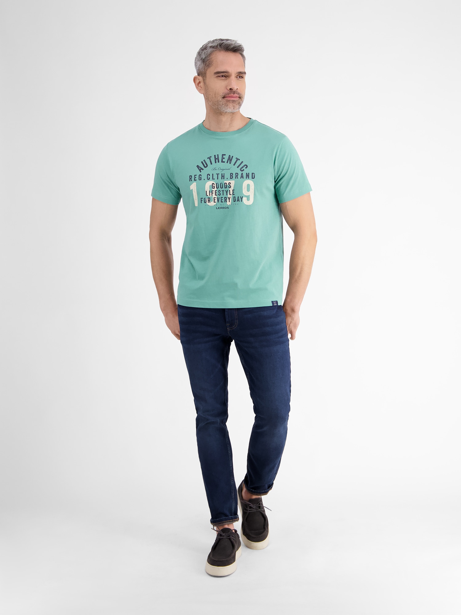 LERROS T-Shirt »LERROS Unifarbenes T-Shirt mit Print«