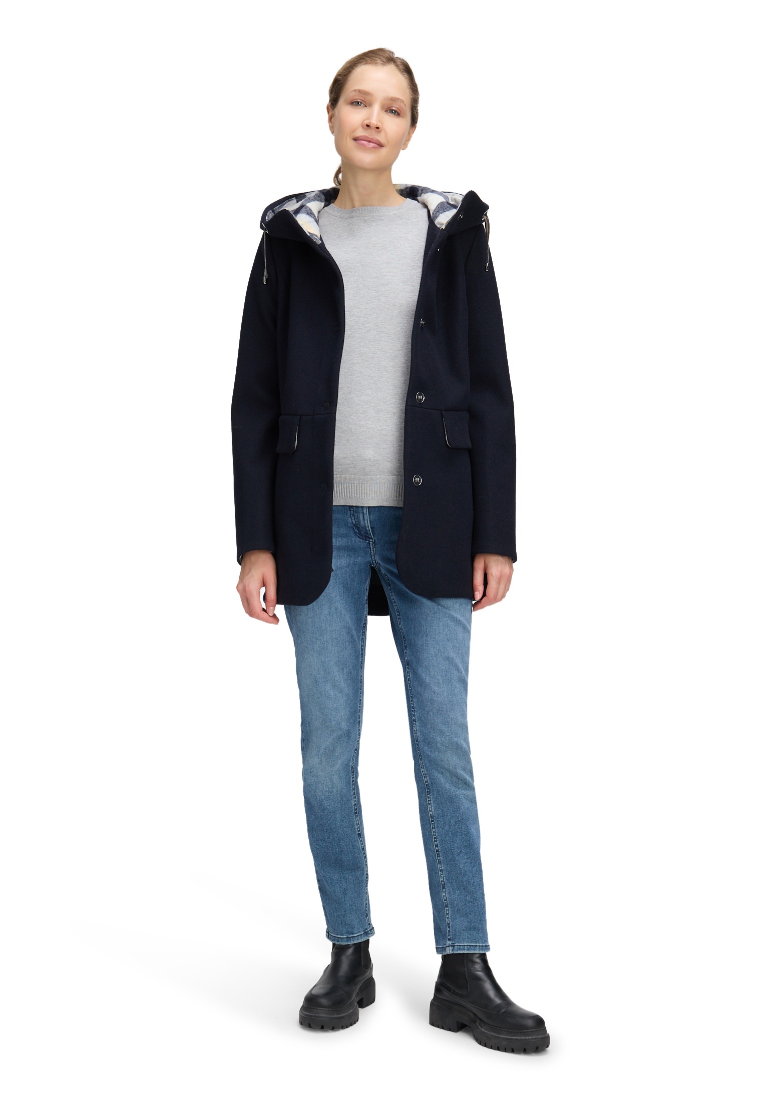 Amber & June Winterjacke »Amber & June Damen Winterjacke mit Kapuze«, mit Kapuze