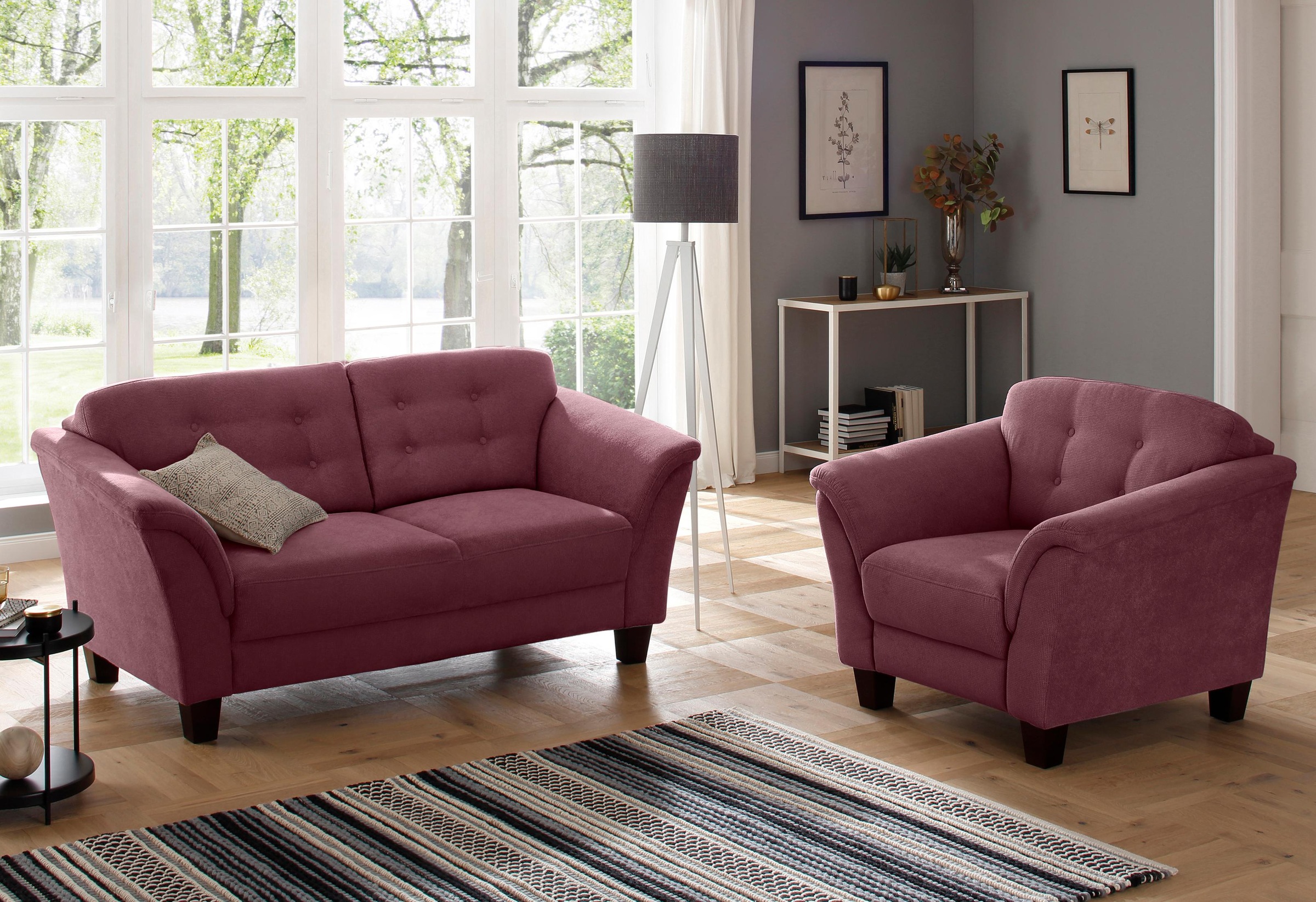 Thumbnail - Home affaire 3-Sitzer "Trondheim" mit Federkern, Knopfheftung im Rücken, Füße Buche