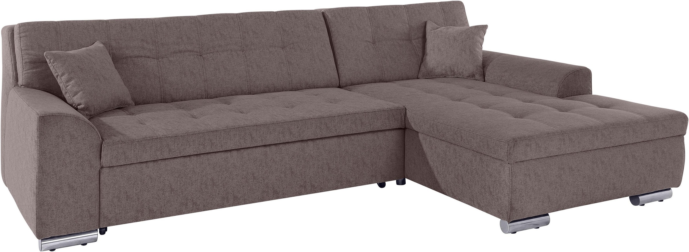 DOMO collection Ecksofa »Aversa, moderne Steppung im Sitz und Rücken, geschwungene Armlehnen,«, L-Form, wahlweise mit Bettfunktion
