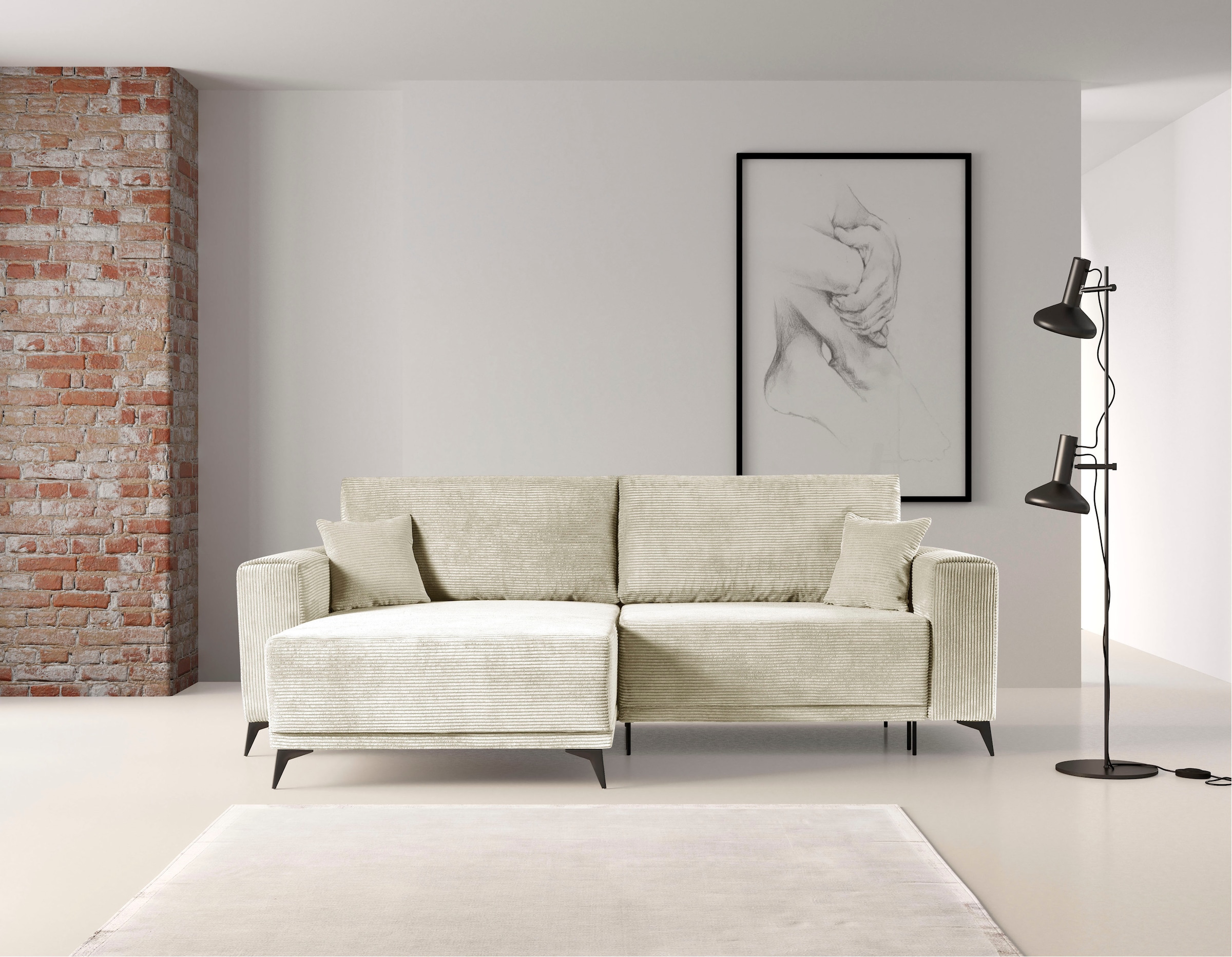 WERK2 Ecksofa »Scandic L-Form«, Moderne Eckcouch In Cord, Sofa Mit ...