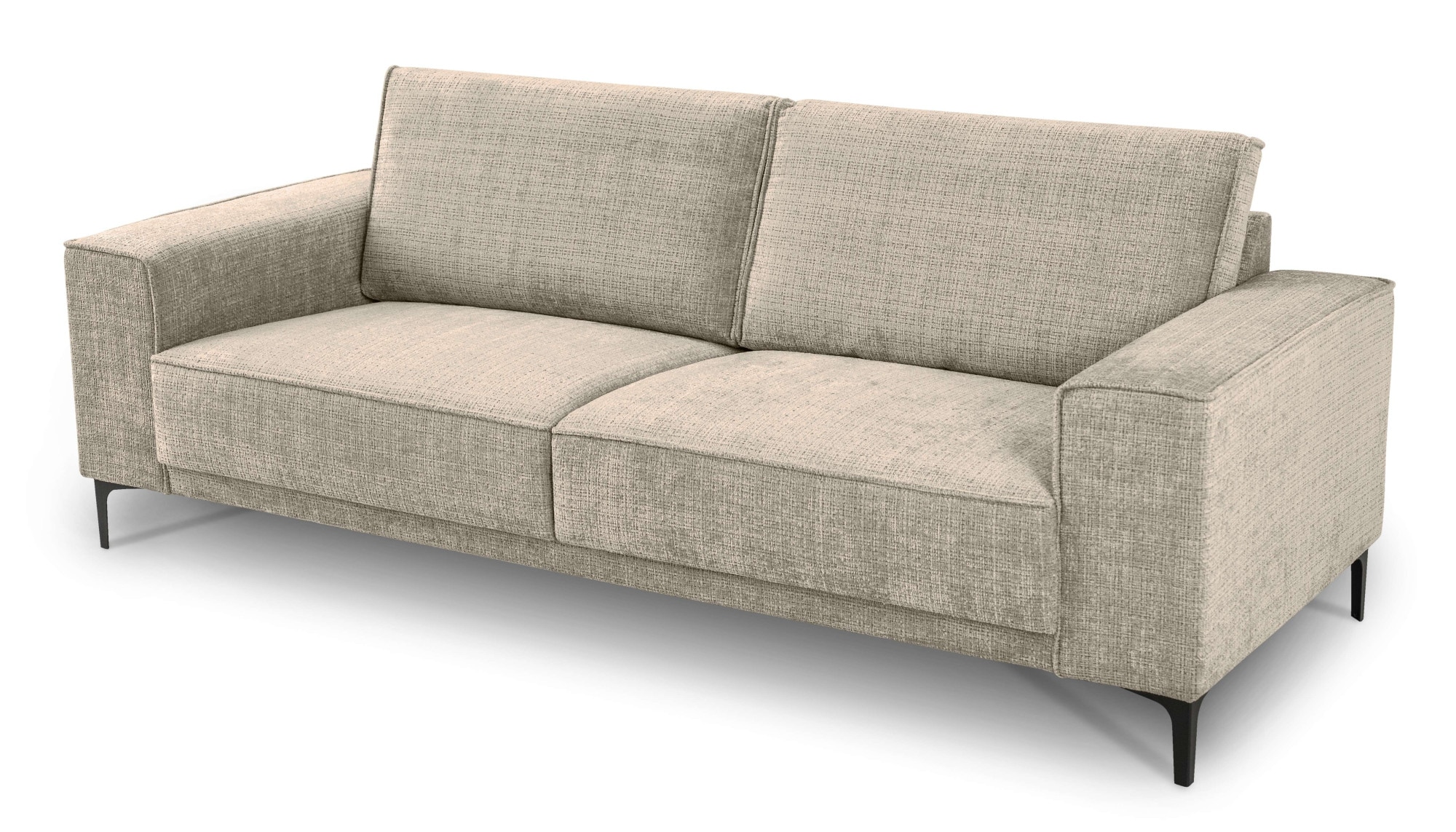Places of Style 3-Sitzer »3er Sofa Oland, Struktur, Flachgewebe, Luxus-Microfaser, Boucle«, 224 cm, Wellenunterfederung, Skandi-Design, Metallfüße