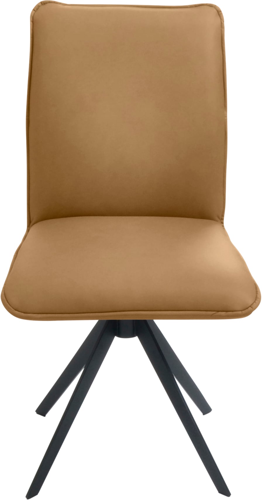 K+W Komfort & Wohnen Drehstuhl, Leder, Blitzdrehkreuz und Rückholfunktion, dekorativer 12mm Biese