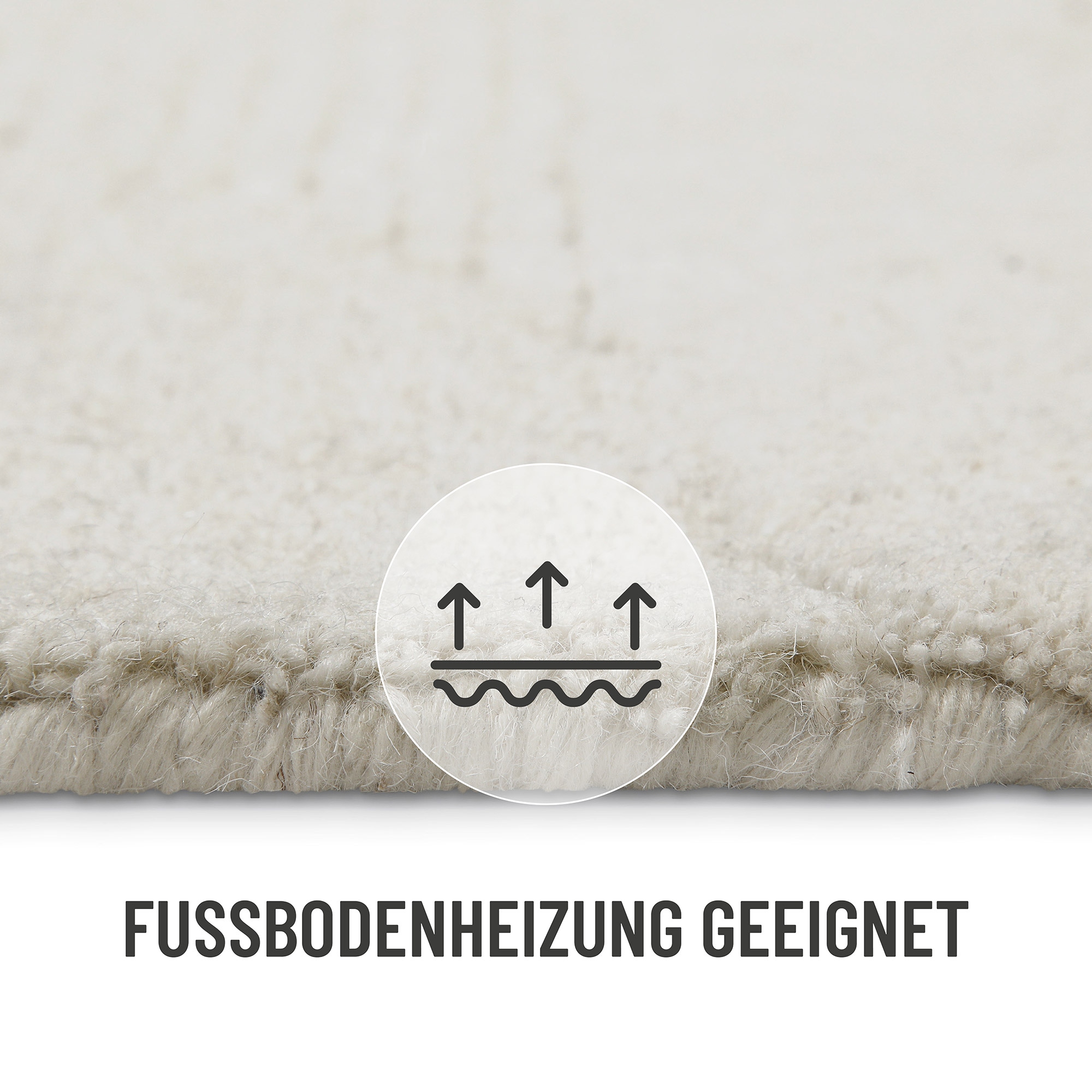 Wecon home Wollteppich »Hamptons THIRTYFOUR«, rund, 15 mm Höhe, Schurwolle, Kurzflor, Wohnzimmer, Schlafzimmer, elegant, Wellen-Muster