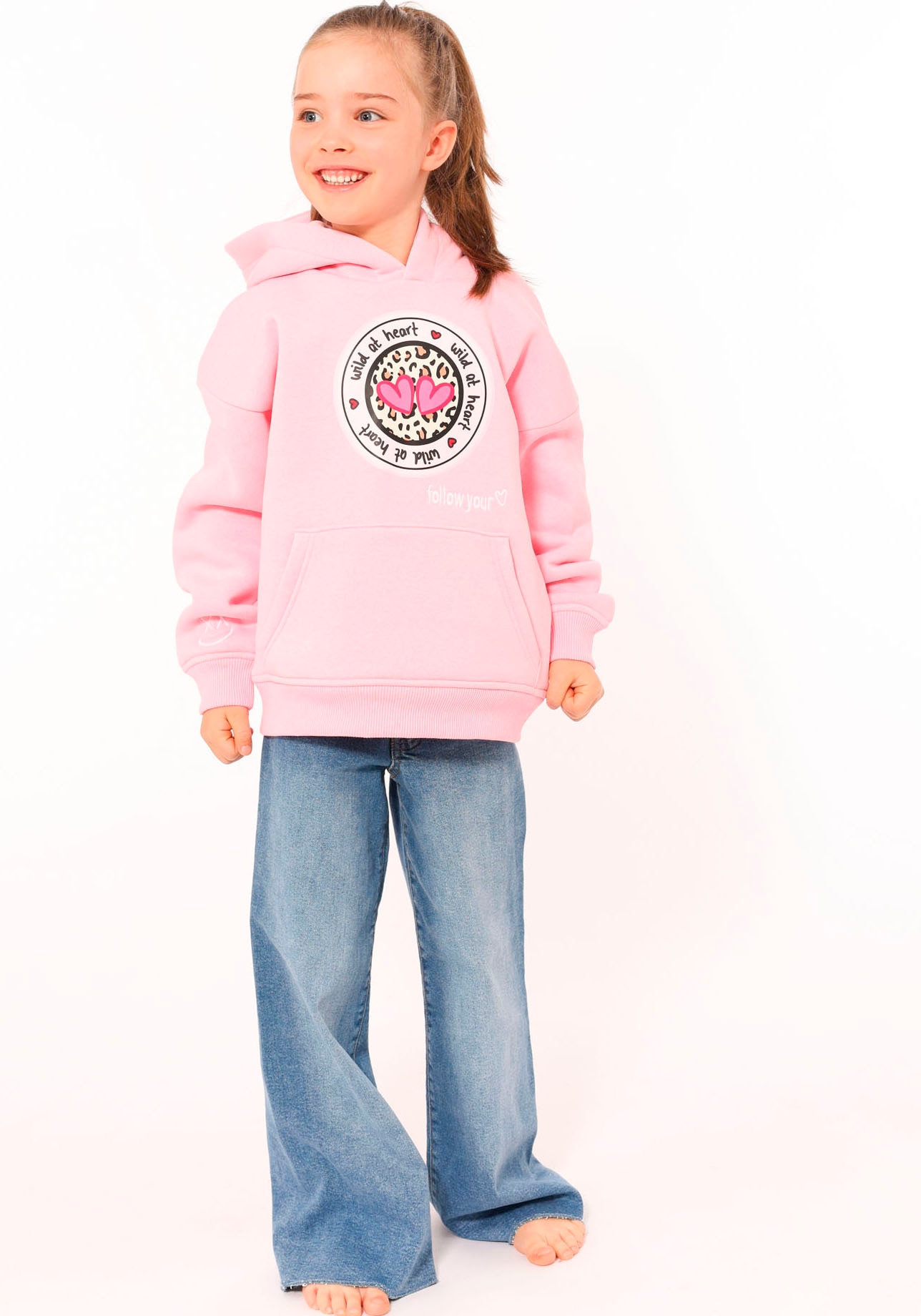 Zwillingsherz Hoodie »"Kelly-Kids"«, mit rundem Leo Motiv für Mädchen