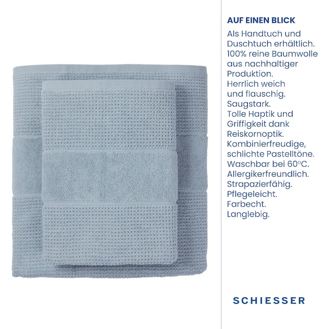 Schiesser Handtücher »Schiesser Duschtücher Turin im 2er Set aus 100%  Baumwolle«, (2 St.), Reiskorn-Optik | BAUR