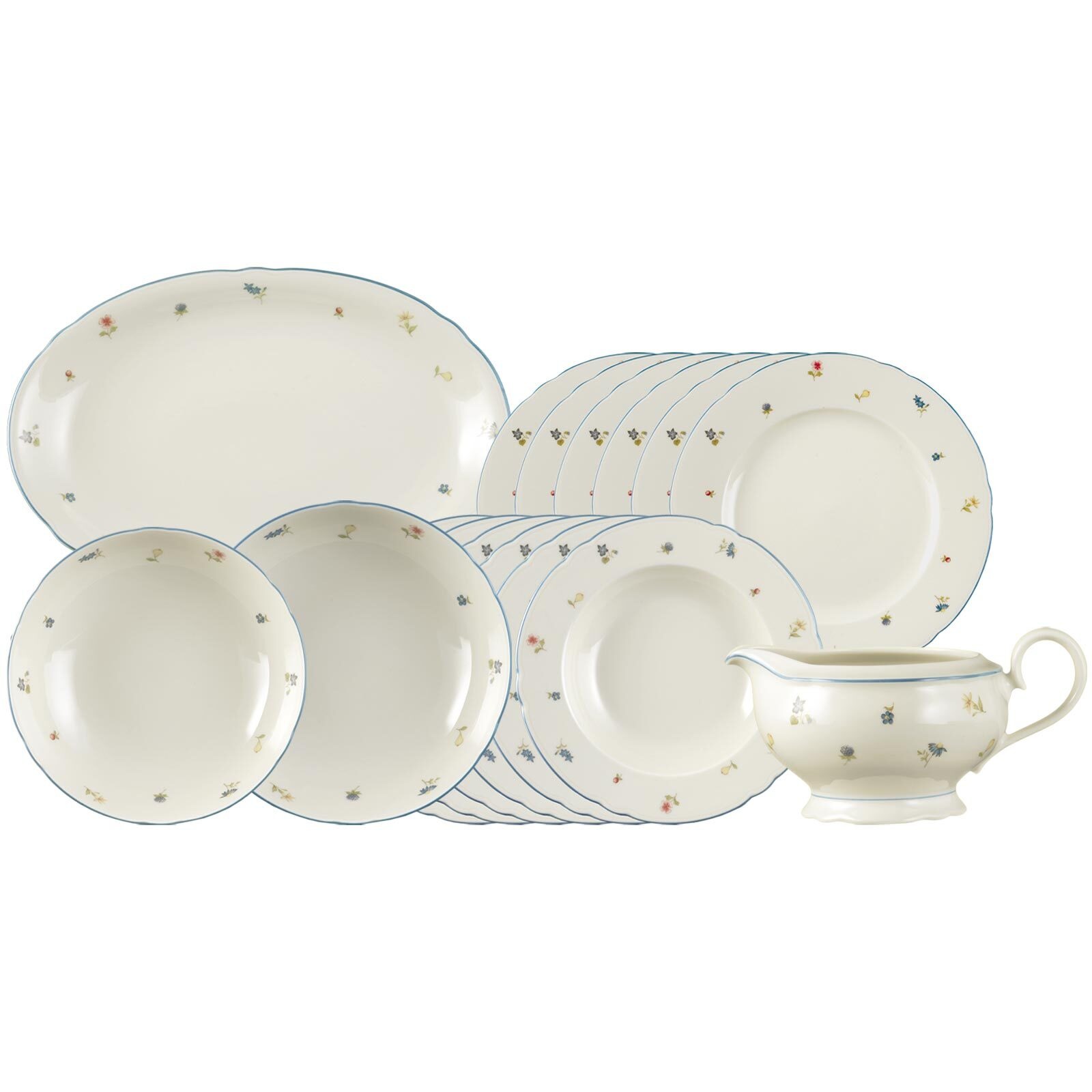 SELTMANN WEIDEN Geschirr-Set "Tafelservice Marieluise Streublumen 16er Set bunt", 16, bunt, Geschirr-Sets, Spülmaschinengeeignet,