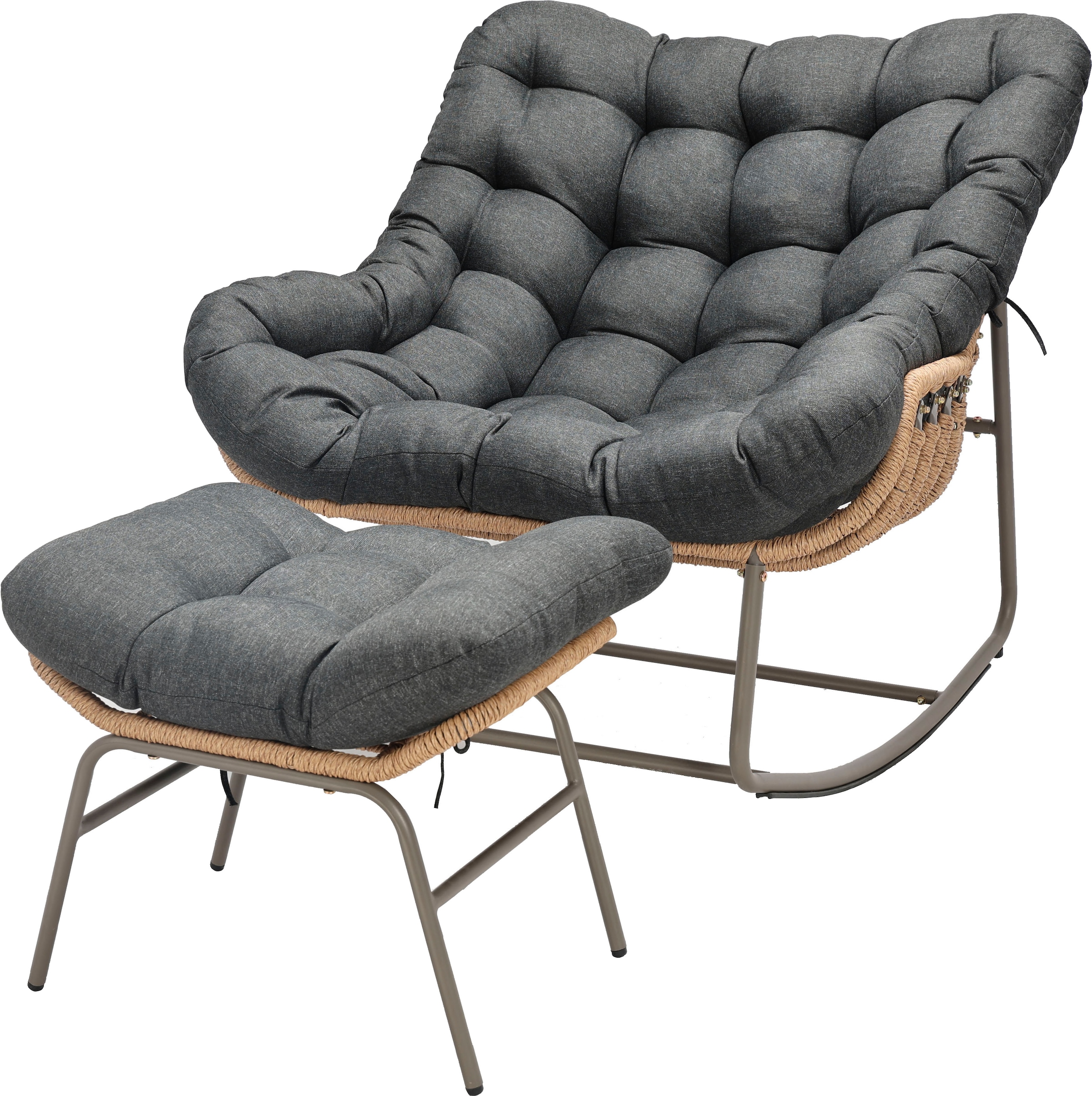 KONIFERA Schaukelstuhl "Ferrol" (Set) inklusive Fußhocker, mit Auflagen günstig online kaufen