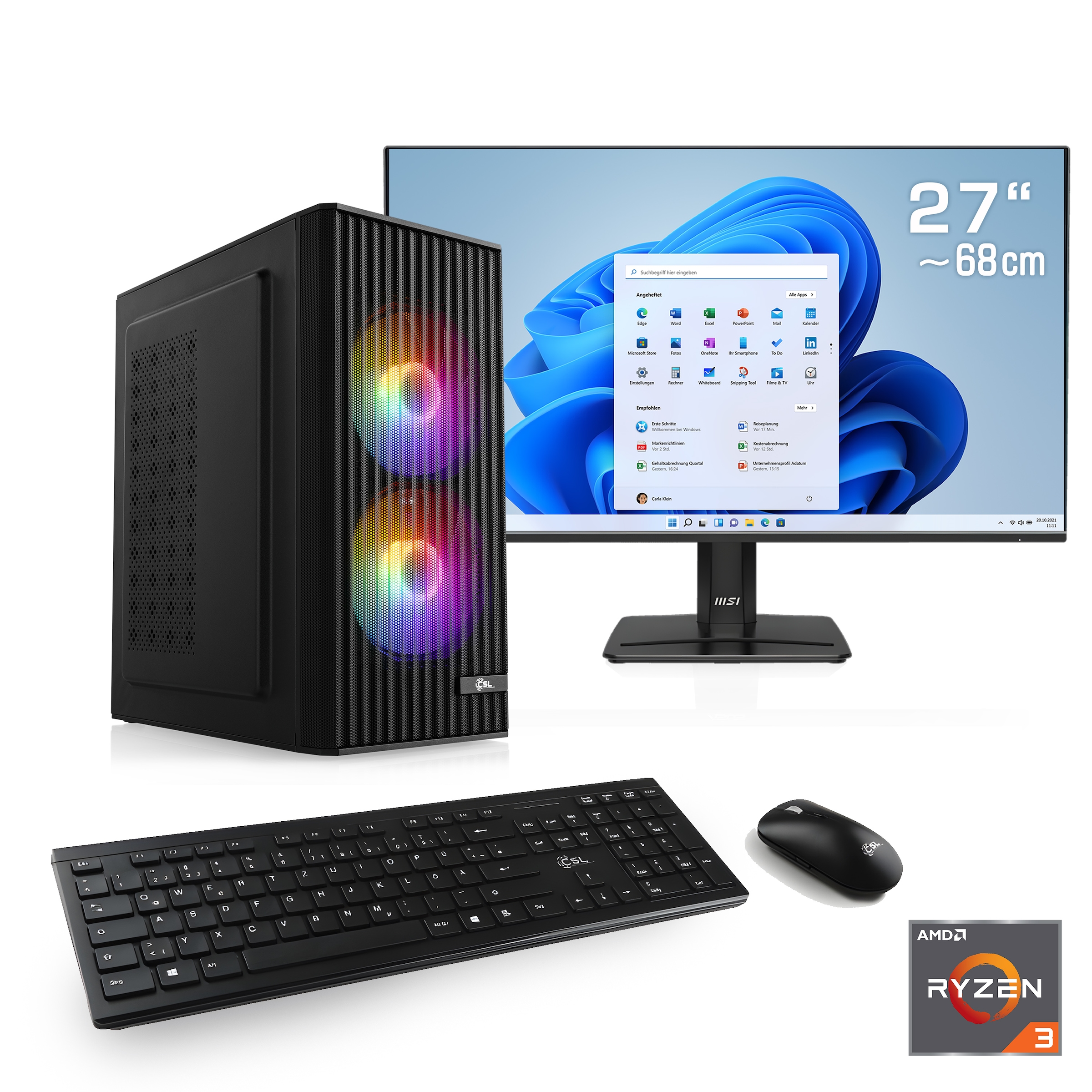 CSL PC-Komplettsystem »Spectrum V25261W« 27 ″ AMD Ryzen 3 Intel® Graphics, 4 Xe Cores 16 GB RAM 500 GB SSD